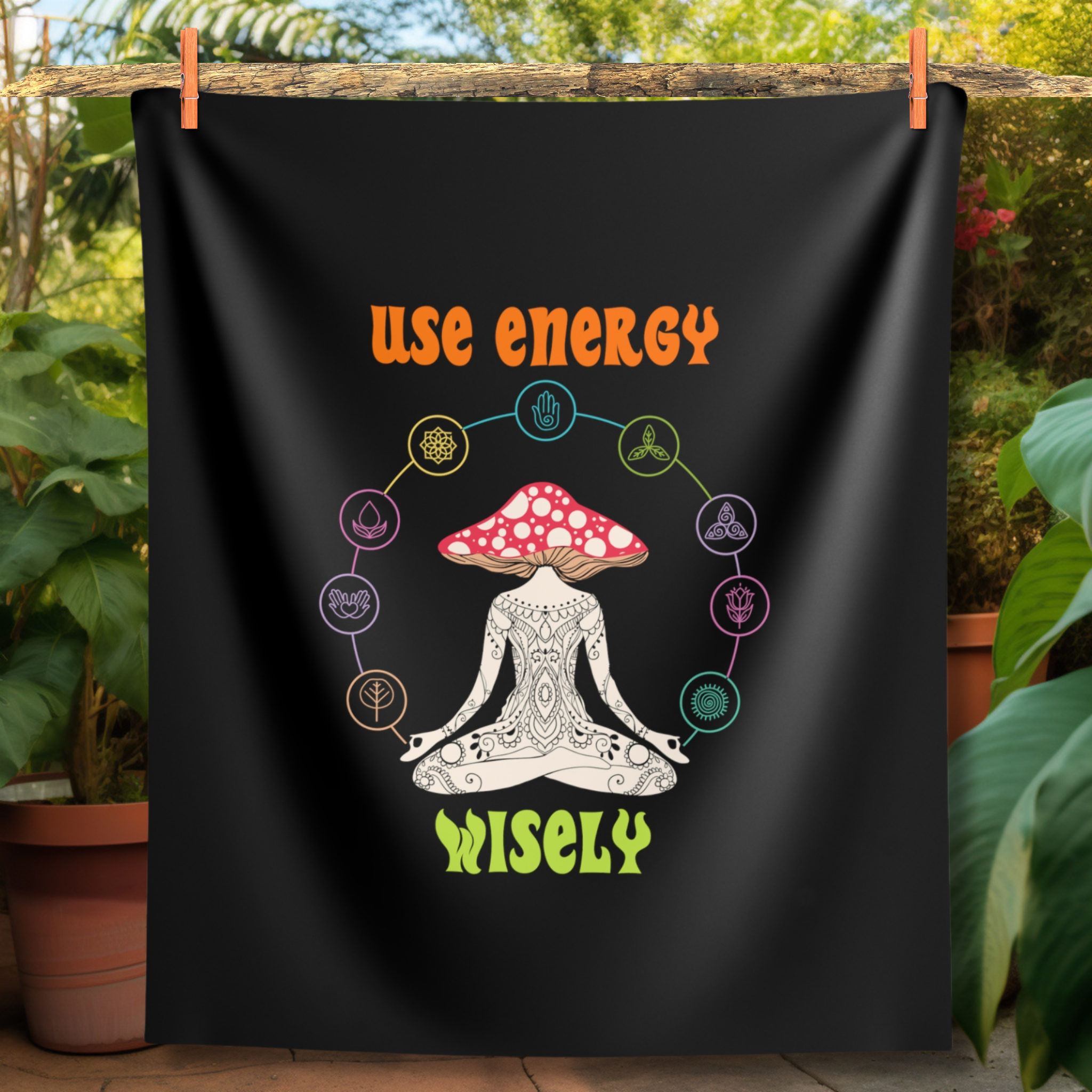 Use Energy Wisely Wall Tapestry - Perfect For Your Gorge Campsite!