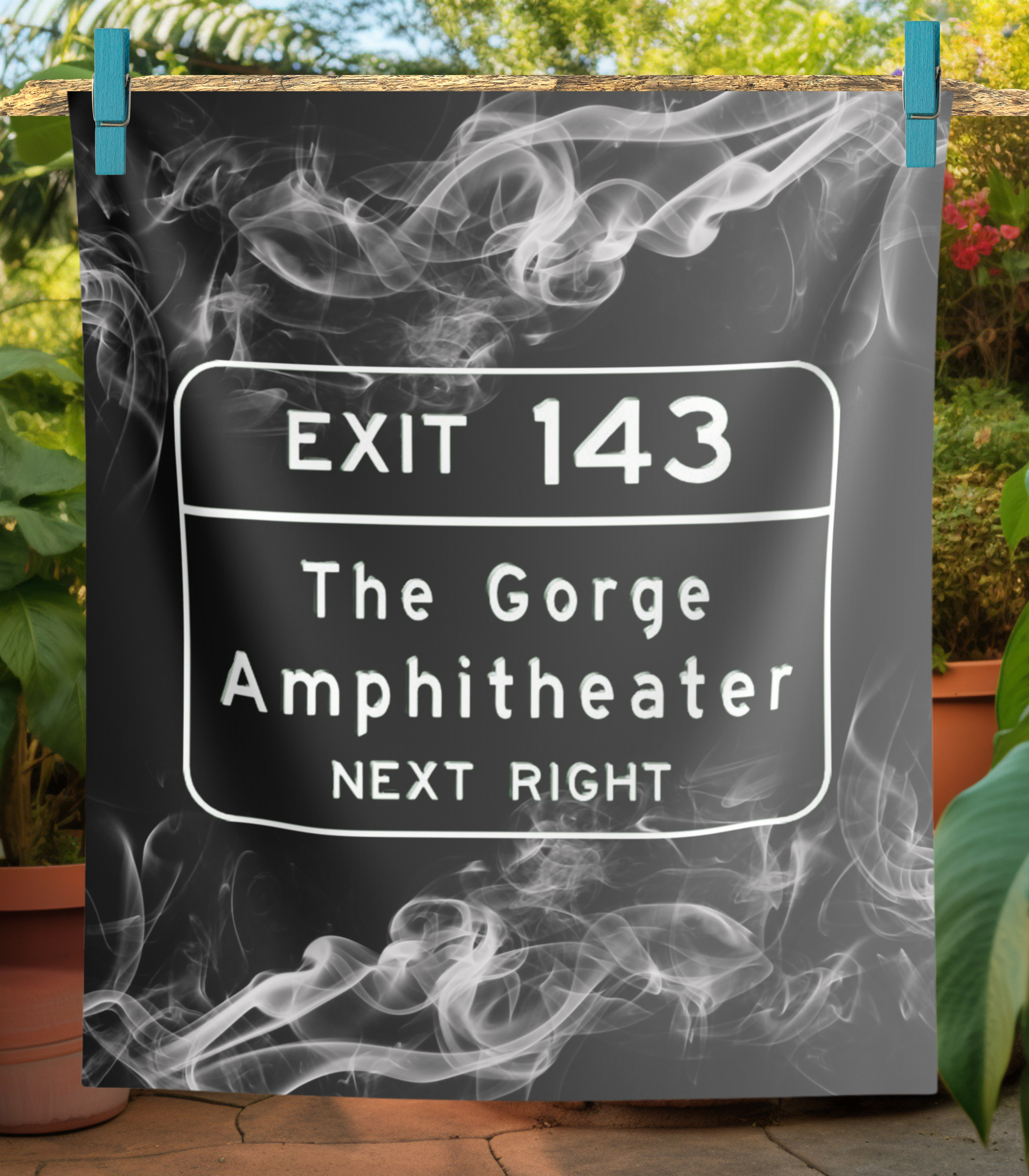 DMB The Gorge Amphitheater Exit Sign Smoky Black Wall Tapestry - Perfect For Your Gorge Campsite!