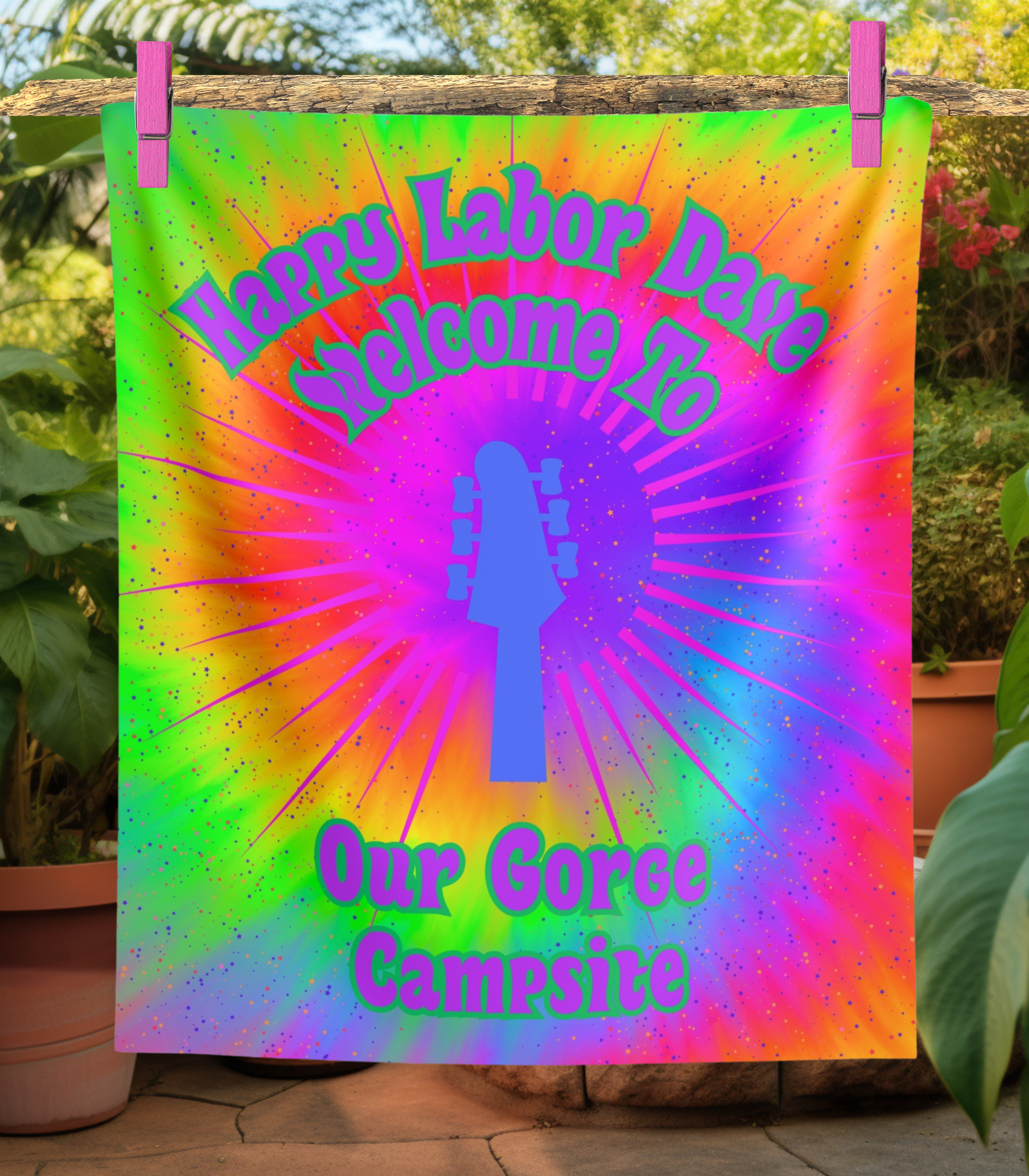 DMB Labor Dave Welcome To Our Gorge Campsite Tie Dye Wall Tapestry - Perfect For Your Gorge Campsite! - Perfect for Photos!