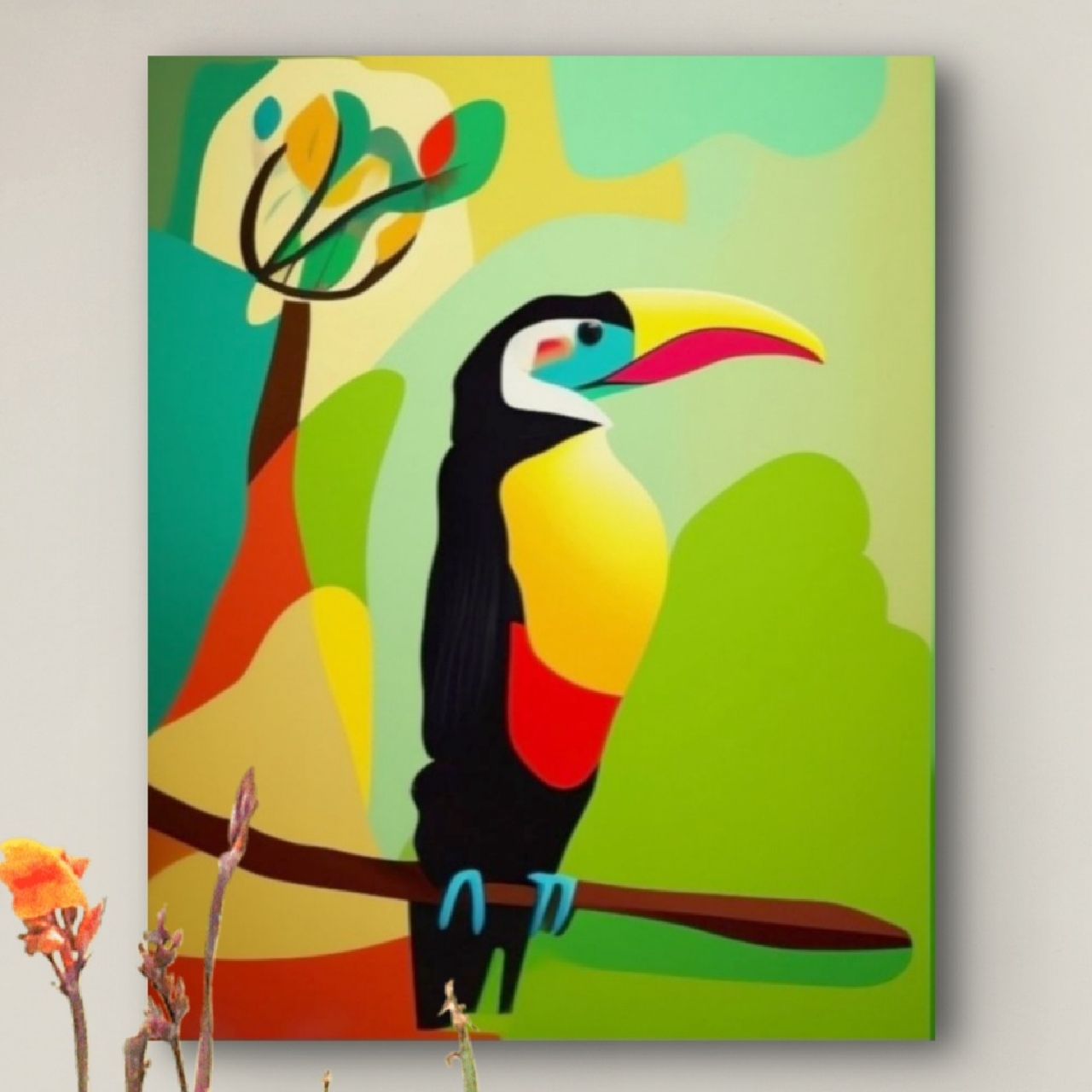 Exotic Toucan Bird Wall Art, Canvas Wall Art Nature, Tropical Jungle Home Decor, Matte Stretched Artwork, Nature Lover Gift, Wildlife Poster Canvas Wall Art