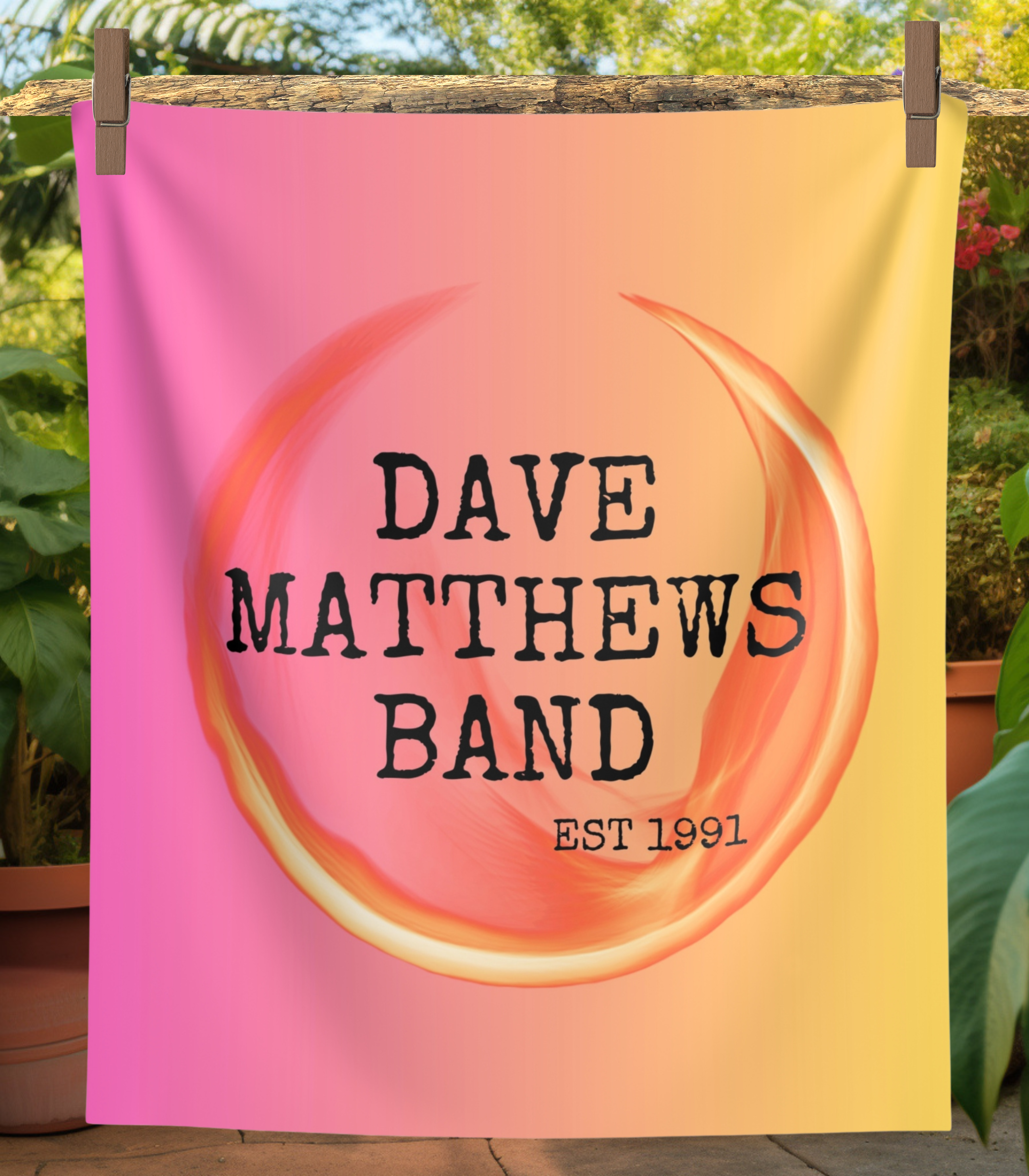 DMB Est. 1991 Pink Yellow Ombre Wall Tapestry - Perfect For Your Gorge Campsite! - Perfect for Photos! DMB Est. 1991 Pink Yellow Ombre Wall Tapestry - Perfect For Your Gorge Campsite! - Perfect for Photos!