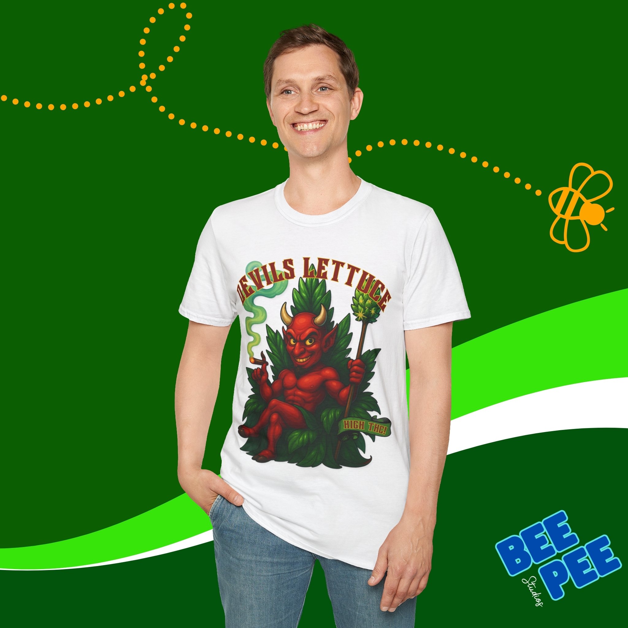 Unisex T-Shirt - Devils Lettuce Smoking Red Devil Graphic Design Tee product thumbnail image Unisex T-Shirt - Devils Lettuce Smoking Red Devil Graphic Design Tee product thumbnail image