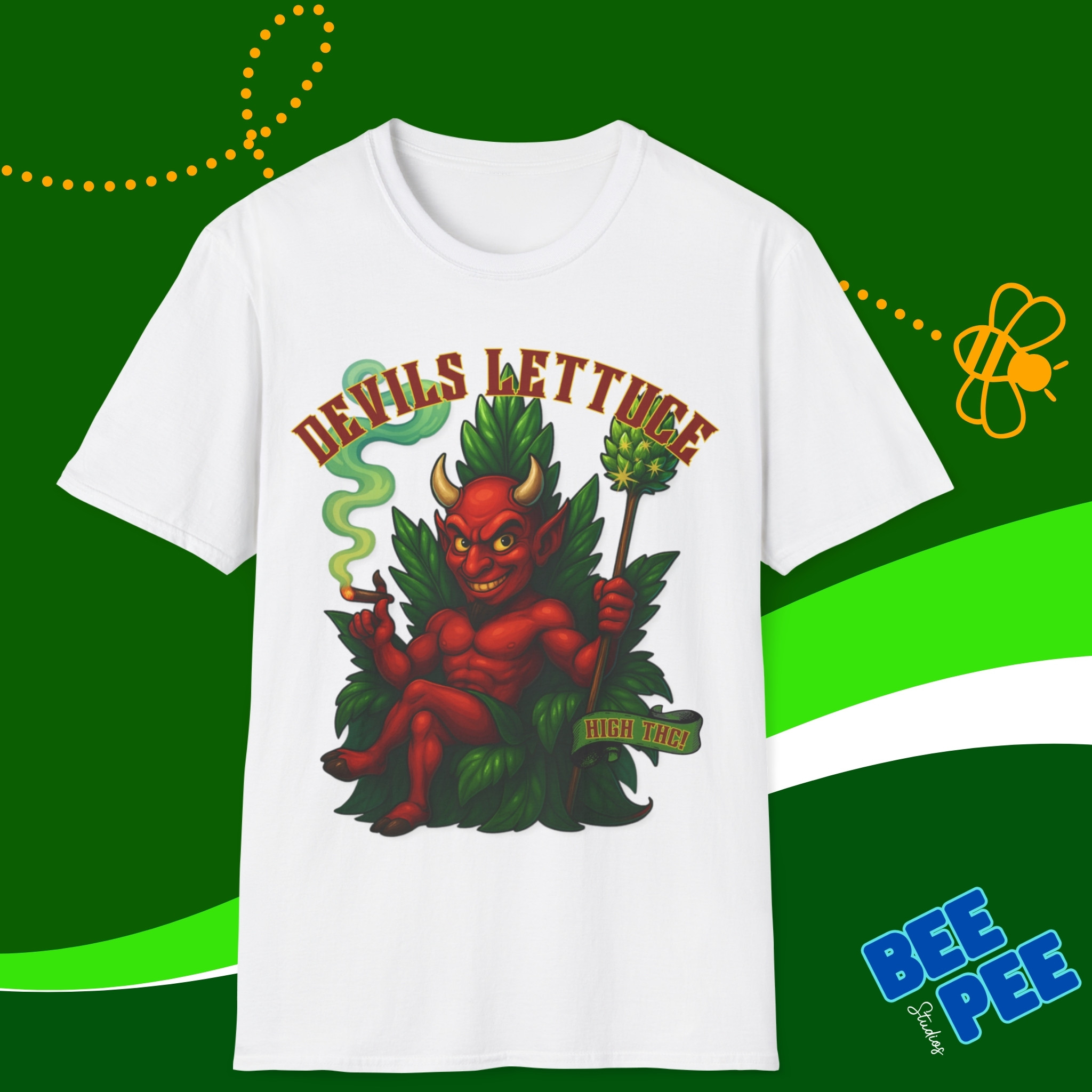 Unisex T-Shirt - Devils Lettuce Smoking Red Devil Graphic Design Tee