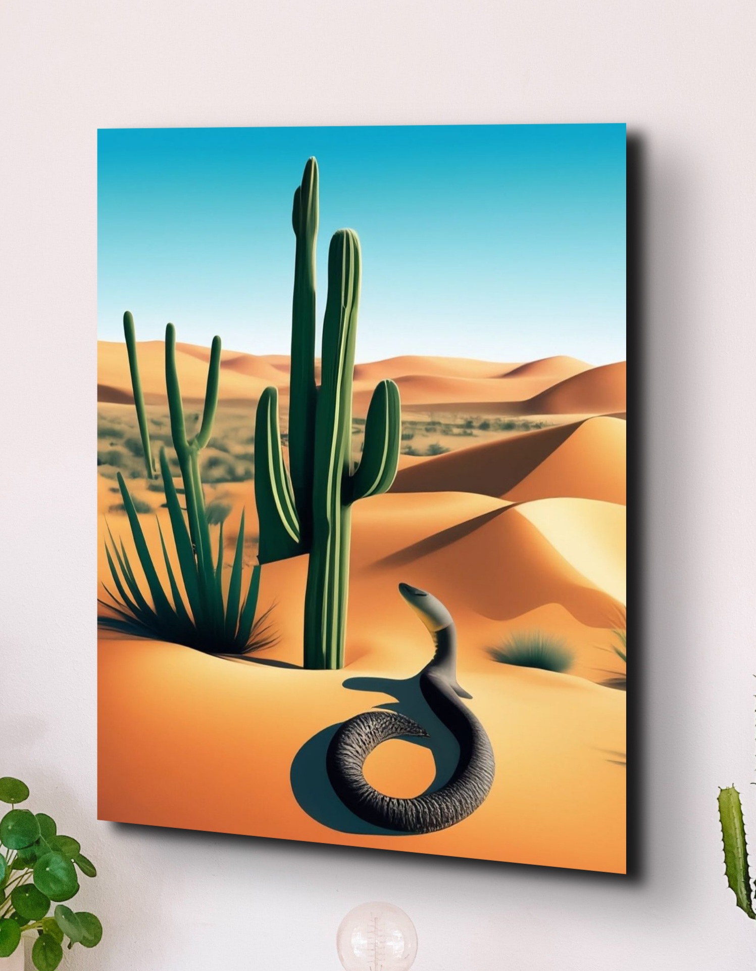 Arizona Canvas Desert Snake Scene Canvas Wall Art, Southwest Desert Home Decor, Canva Wall Arts Wall Hangings, Wall Decor