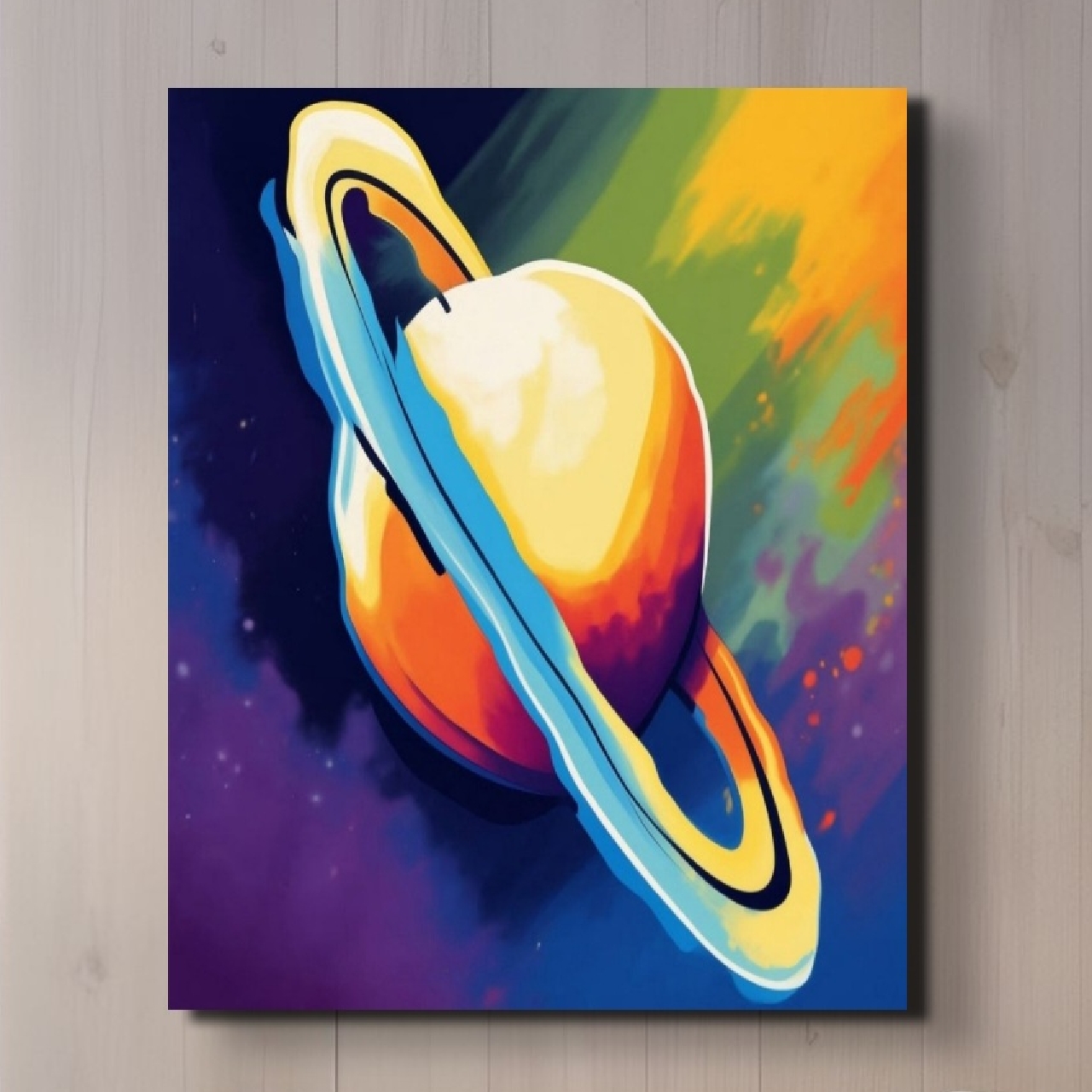 Saturn Planet Floating in Space Art Wall Canvas, Canvas Art, Astronomy Poster, Galaxy Nebula Outer Space Home Decor, Universe Starry Sky