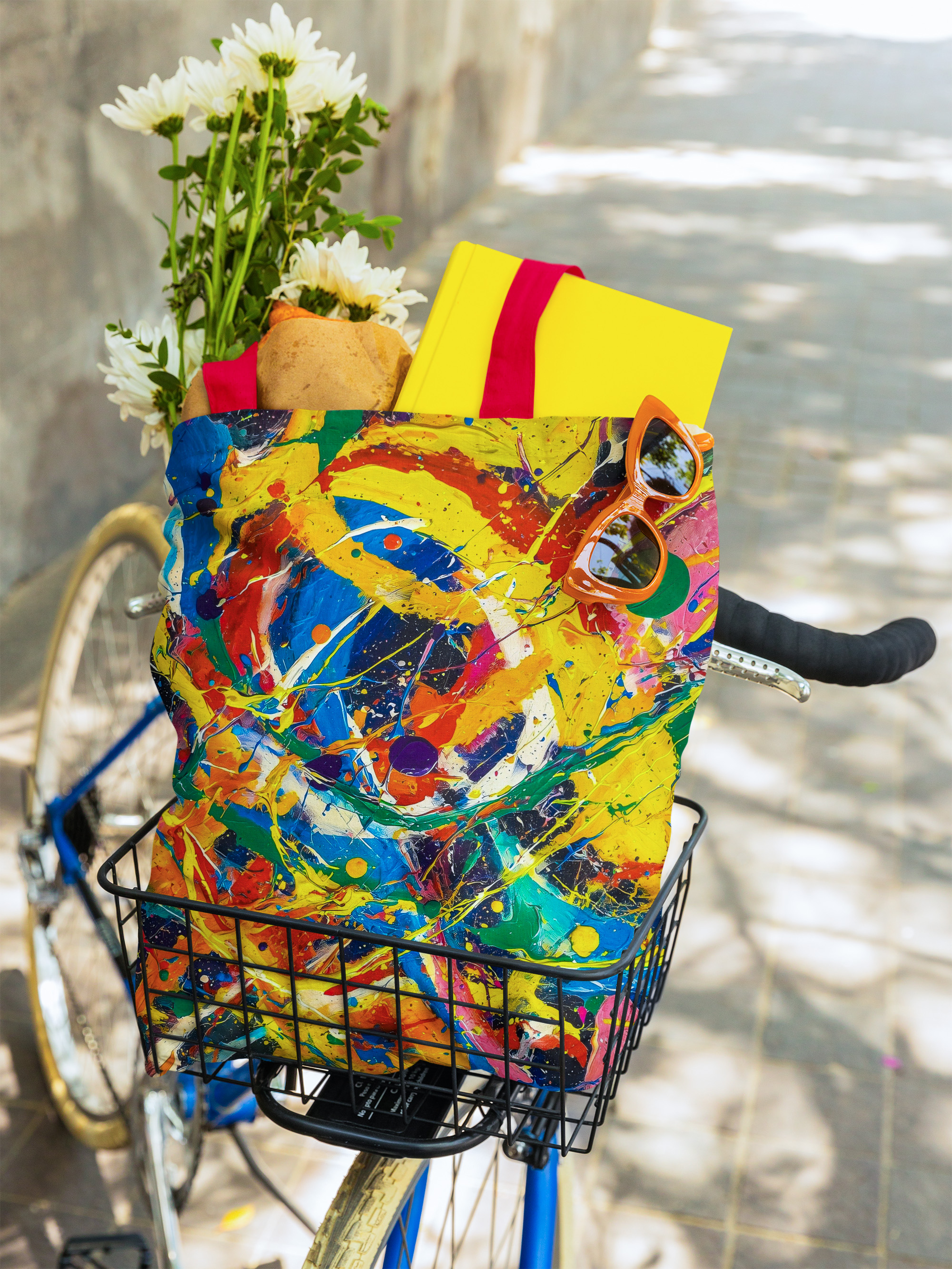 Oil Paint Splatter Colorful Abstract Tote Bag, Art Tote for Everyday Use, Eco-Friendly Grocery Bag, Unique Gift for Art Lovers product thumbnail image