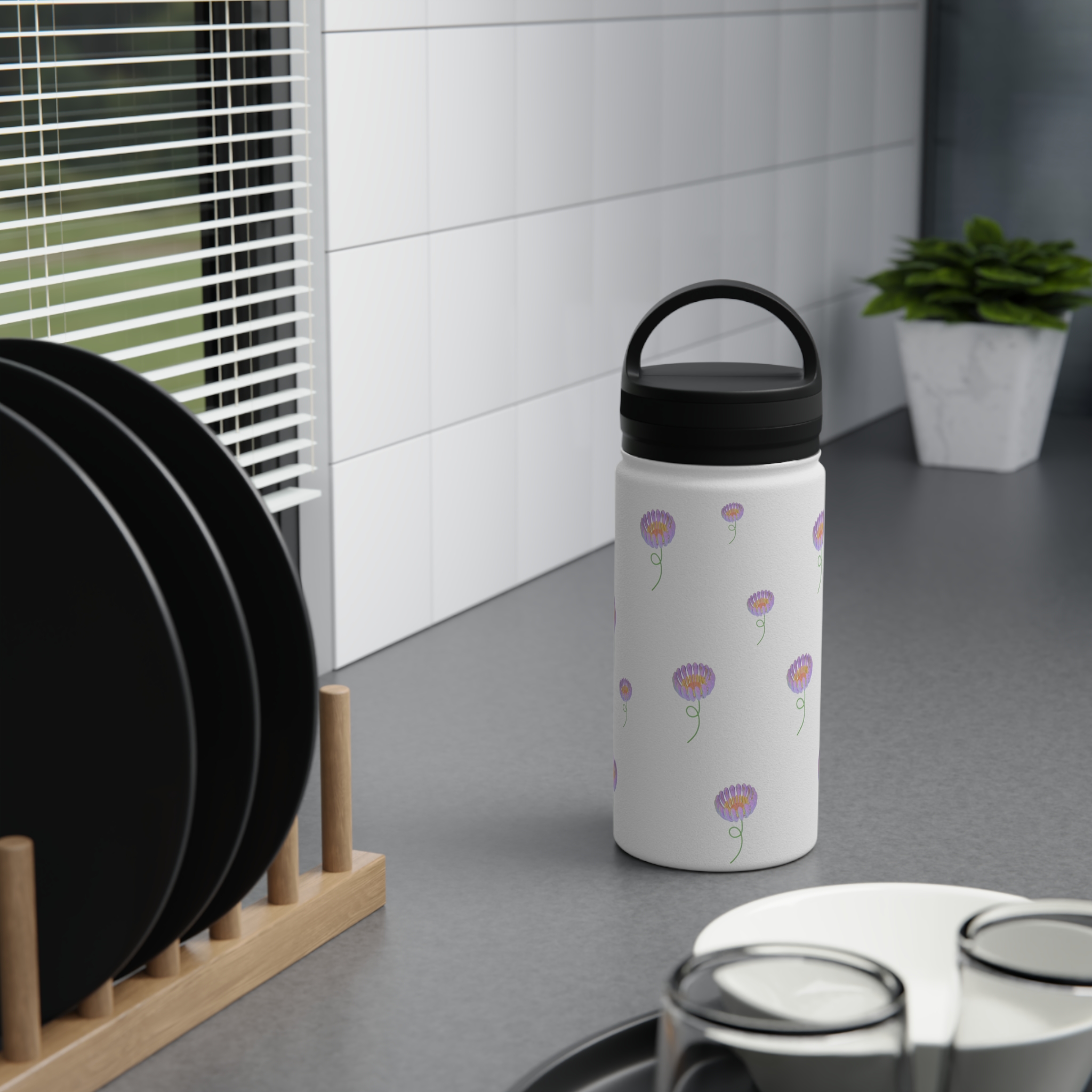 Floral Stainless Steel Water Bottle, Perfect for On-the-Go Hydration, Eco-Friendly Travel Mug, Sports Bottle, Gift for Nature Lovers product thumbnail image