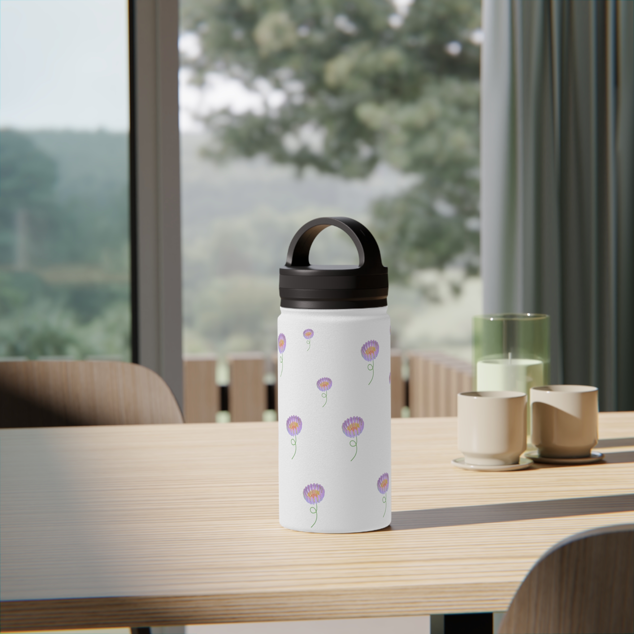 Floral Stainless Steel Water Bottle, Perfect for On-the-Go Hydration, Eco-Friendly Travel Mug, Sports Bottle, Gift for Nature Lovers product thumbnail image