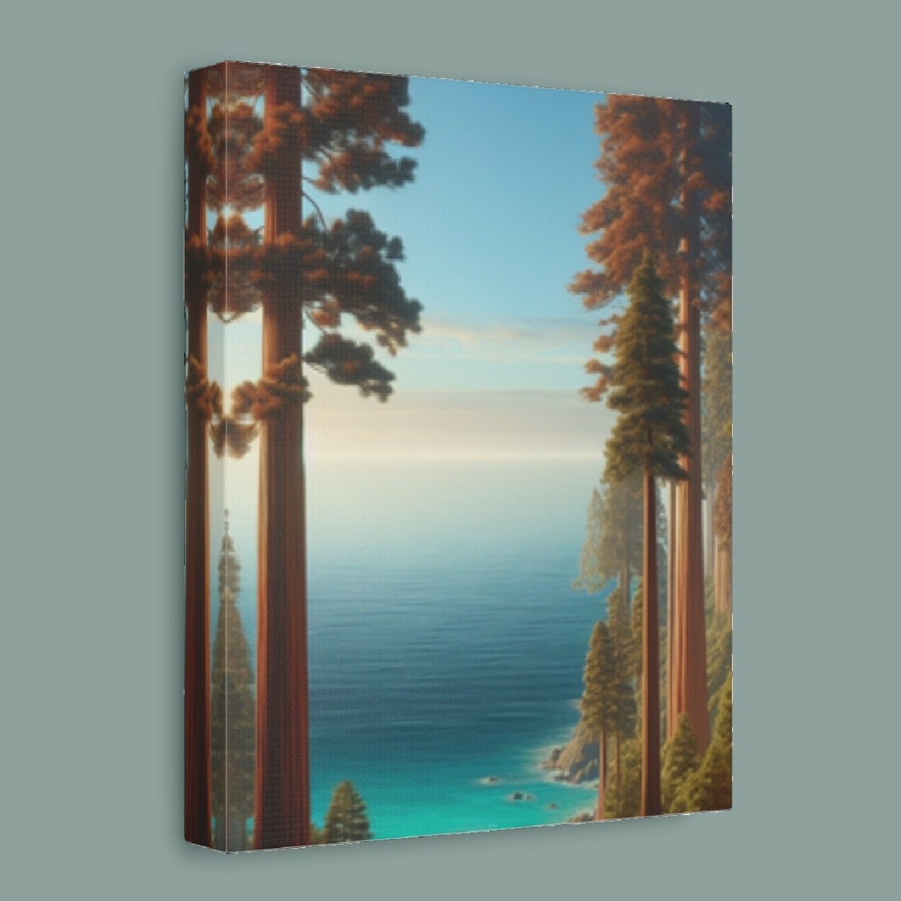 Redwood Trees and Beautiful Ocean View Canva Wall Art Nature