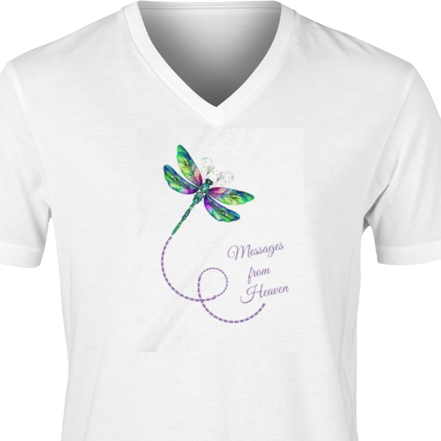 Messages from Heaven Dragonfly V-Neck – Inspirational Summer Tee for Nature Lovers | CarmaQuanTarot product thumbnail image Messages from Heaven Dragonfly V-Neck – Inspirational Summer Tee for Nature Lovers | CarmaQuanTarot product thumbnail image