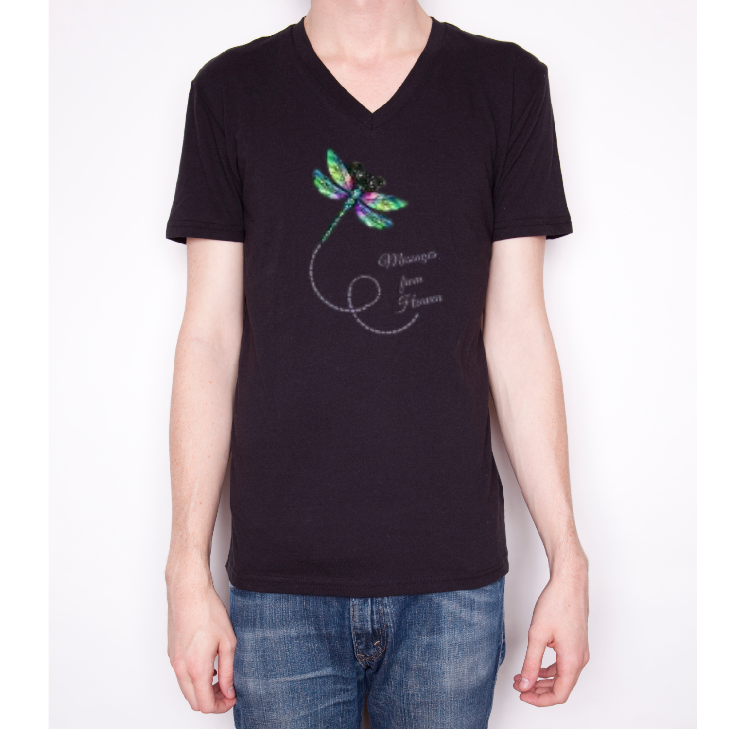 Messages from Heaven Dragonfly V-Neck – Inspirational Summer Tee for Nature Lovers | CarmaQuanTarot product thumbnail image