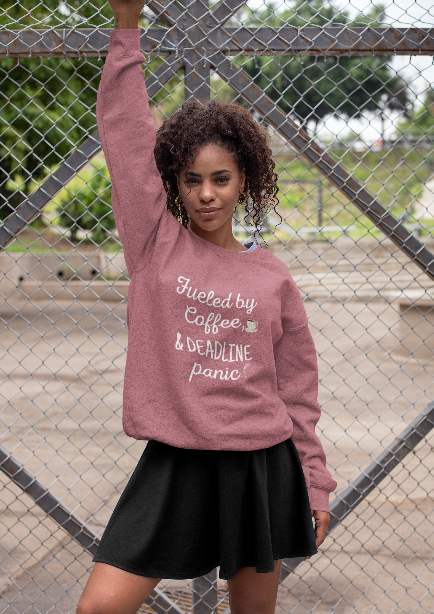 Coffee &amp; Deadline Panic Sweatshirt, Cozy Unisex Pullover, Perfect Gift for Coffee Lovers, Casual Outfit, Work from Home Apparel