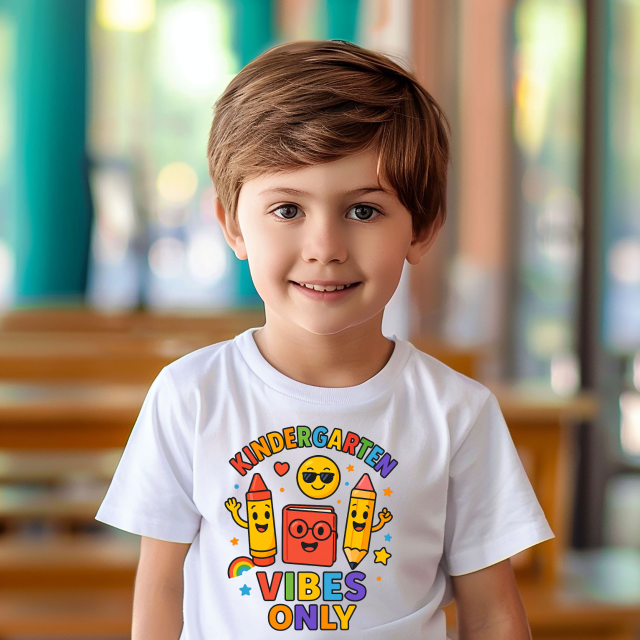 Toddler Tee Kindergarten Vibes Only Back to School Shirt product thumbnail image Toddler Tee Kindergarten Vibes Only Back to School Shirt product thumbnail image