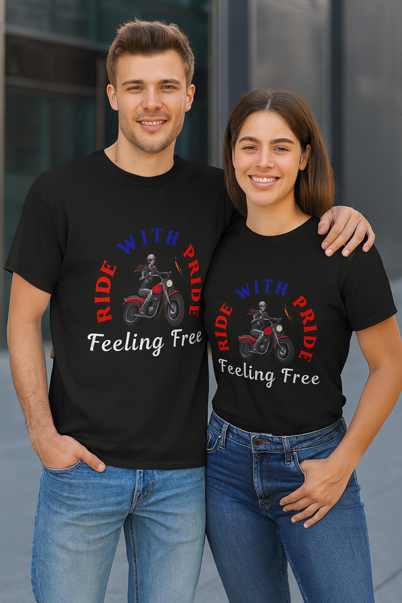 Ride With Pride Motorcycle T Shirt | Biker Graphic Tee | Unisex Heavy Cotton Shirt | Red White Blue USA Colors | Freedom Feeling Tee | Gift for Bikers product thumbnail image Ride With Pride Motorcycle T Shirt | Biker Graphic Tee | Unisex Heavy Cotton Shirt | Red White Blue USA Colors | Freedom Feeling Tee | Gift for Bikers product thumbnail image