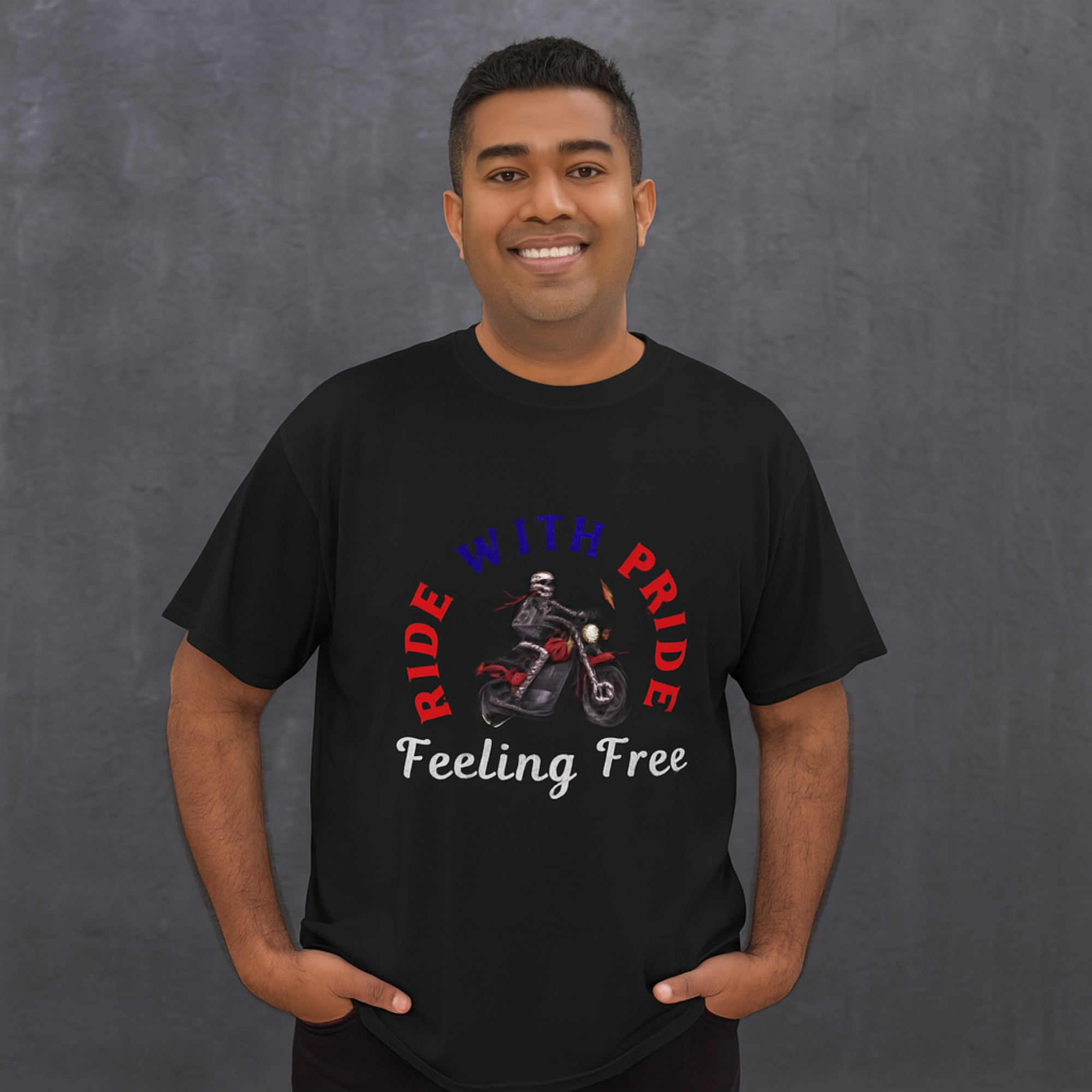 Ride With Pride Motorcycle T Shirt | Biker Graphic Tee | Unisex Heavy Cotton Shirt | Red White Blue USA Colors | Freedom Feeling Tee | Gift for Bikers product thumbnail image Ride With Pride Motorcycle T Shirt | Biker Graphic Tee | Unisex Heavy Cotton Shirt | Red White Blue USA Colors | Freedom Feeling Tee | Gift for Bikers product thumbnail image