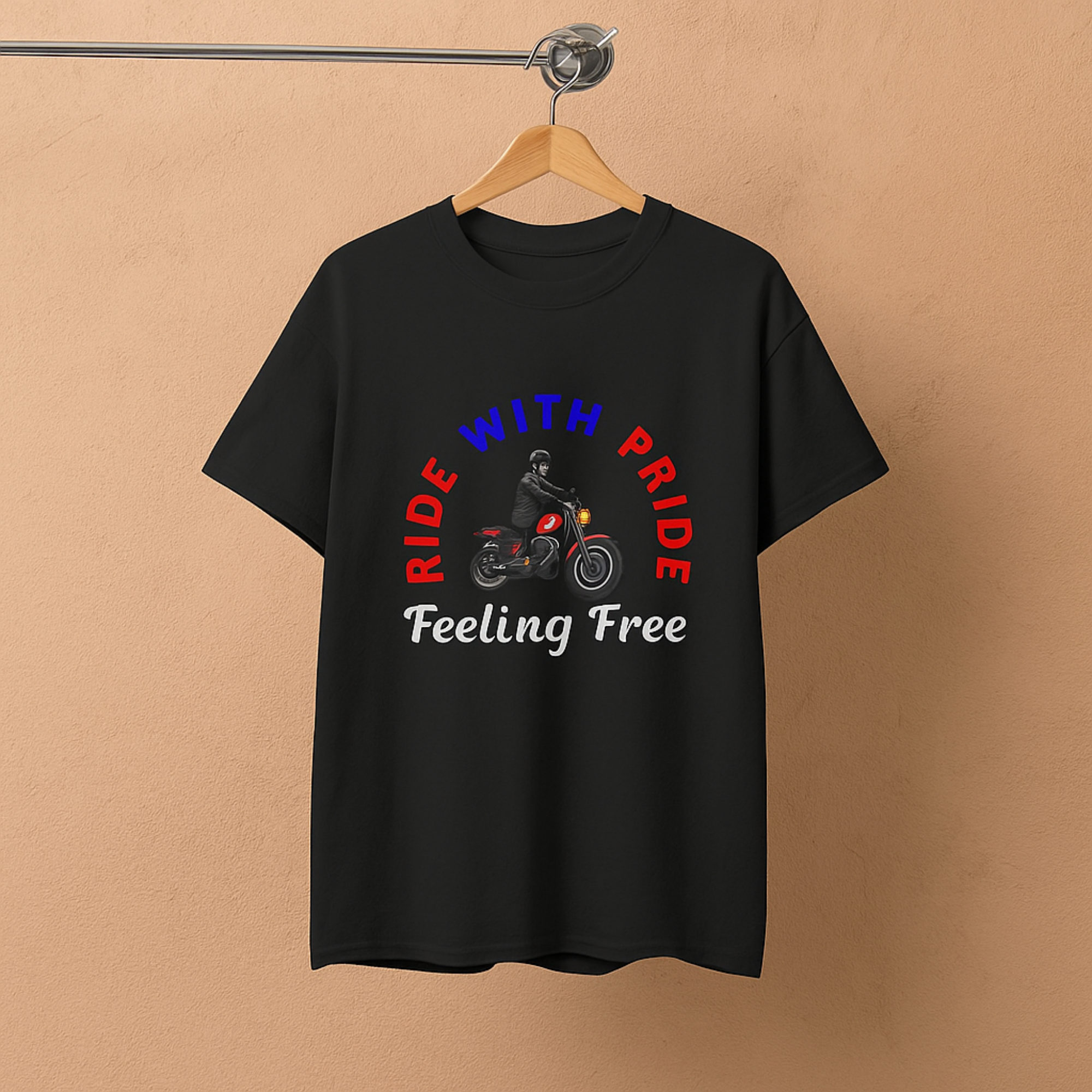 Ride With Pride Motorcycle T Shirt | Biker Graphic Tee | Unisex Heavy Cotton Shirt | Red White Blue USA Colors | Freedom Feeling Tee | Gift for Bikers product thumbnail image Ride With Pride Motorcycle T Shirt | Biker Graphic Tee | Unisex Heavy Cotton Shirt | Red White Blue USA Colors | Freedom Feeling Tee | Gift for Bikers product thumbnail image