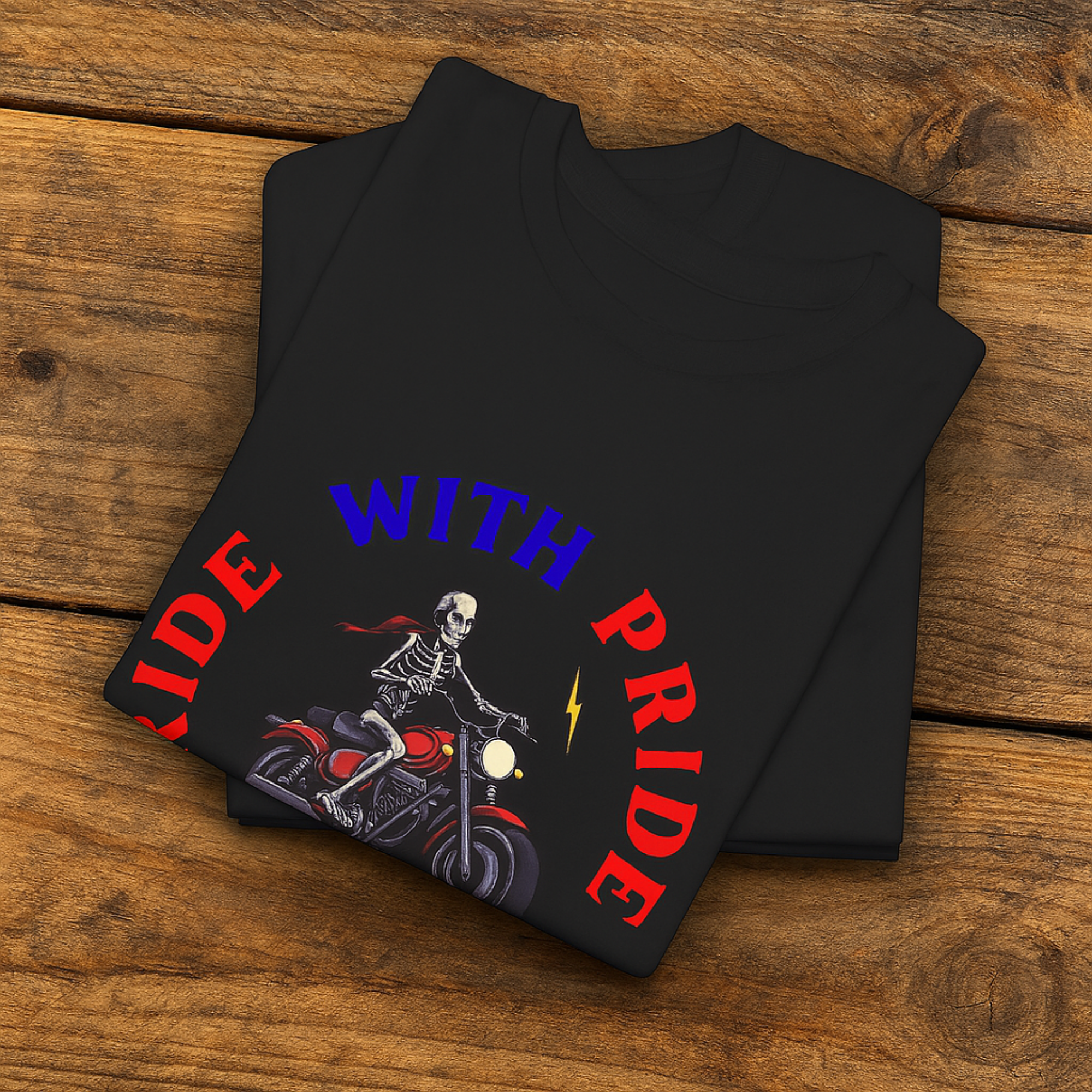 Ride With Pride Motorcycle T Shirt | Biker Graphic Tee | Unisex Heavy Cotton Shirt | Red White Blue USA Colors | Freedom Feeling Tee | Gift for Bikers product thumbnail image Ride With Pride Motorcycle T Shirt | Biker Graphic Tee | Unisex Heavy Cotton Shirt | Red White Blue USA Colors | Freedom Feeling Tee | Gift for Bikers product thumbnail image