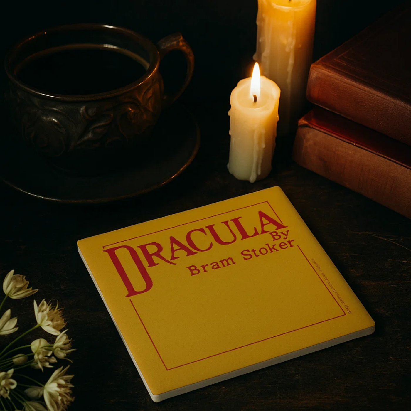 Dracula 1897 Ceramic Coaster / First Edition Artifact with Augmented Reality