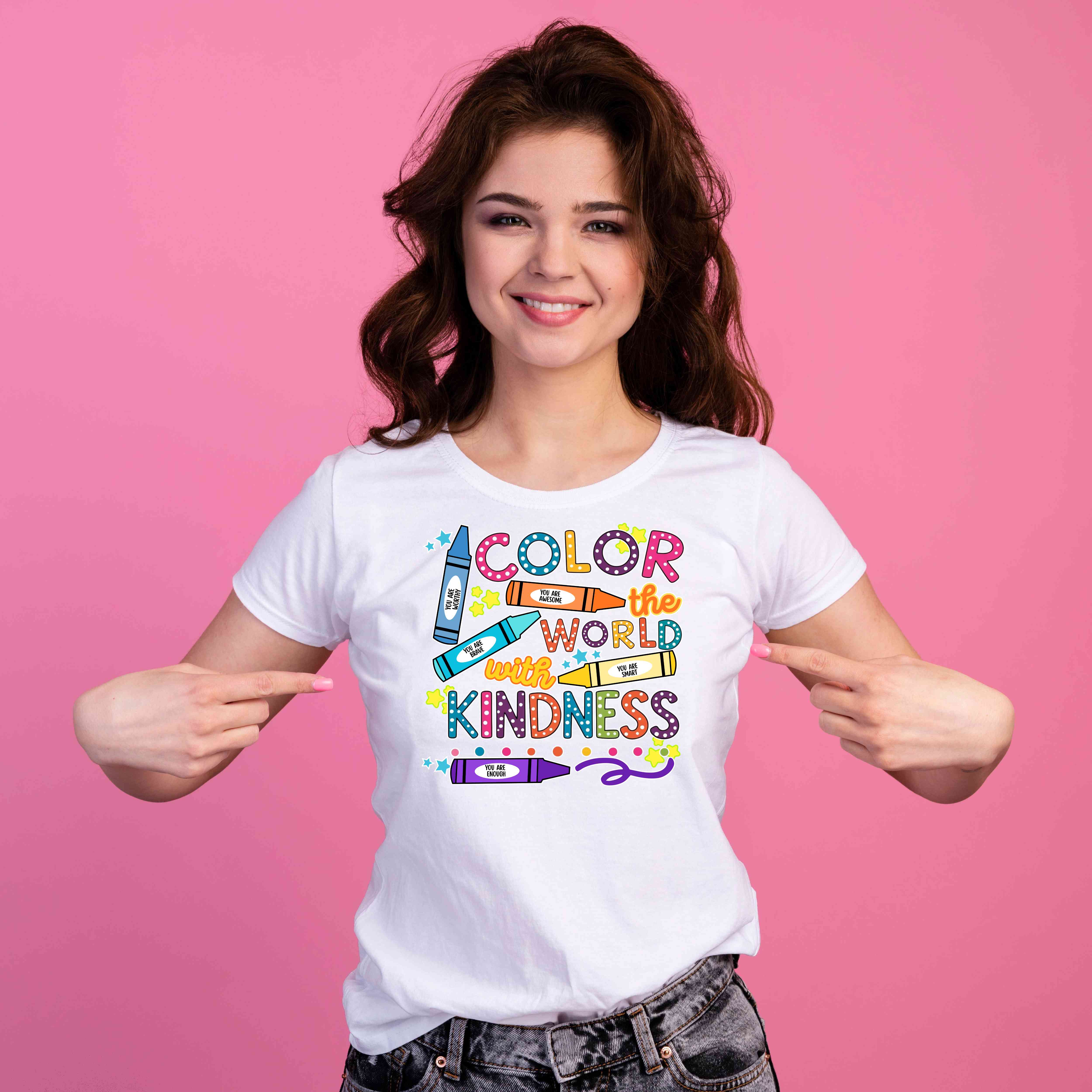 Color the World with Kindness Affirmation T-Shirt | Unisex Softstyle Tee for Creative Souls, Gifts for Teachers, Kids, Art Lovers, Positive Vibes product thumbnail image Color the World with Kindness Affirmation T-Shirt | Unisex Softstyle Tee for Creative Souls, Gifts for Teachers, Kids, Art Lovers, Positive Vibes product thumbnail image