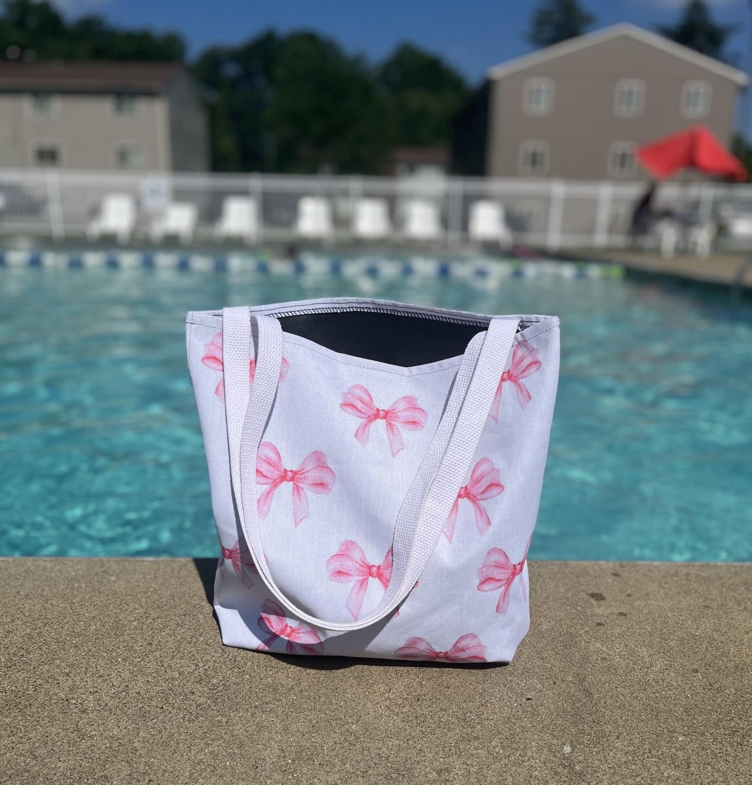 Pink Bow Coquette Tote Bag, Cute Aesthetic Tote product thumbnail image Pink Bow Coquette Tote Bag, Cute Aesthetic Tote product thumbnail image