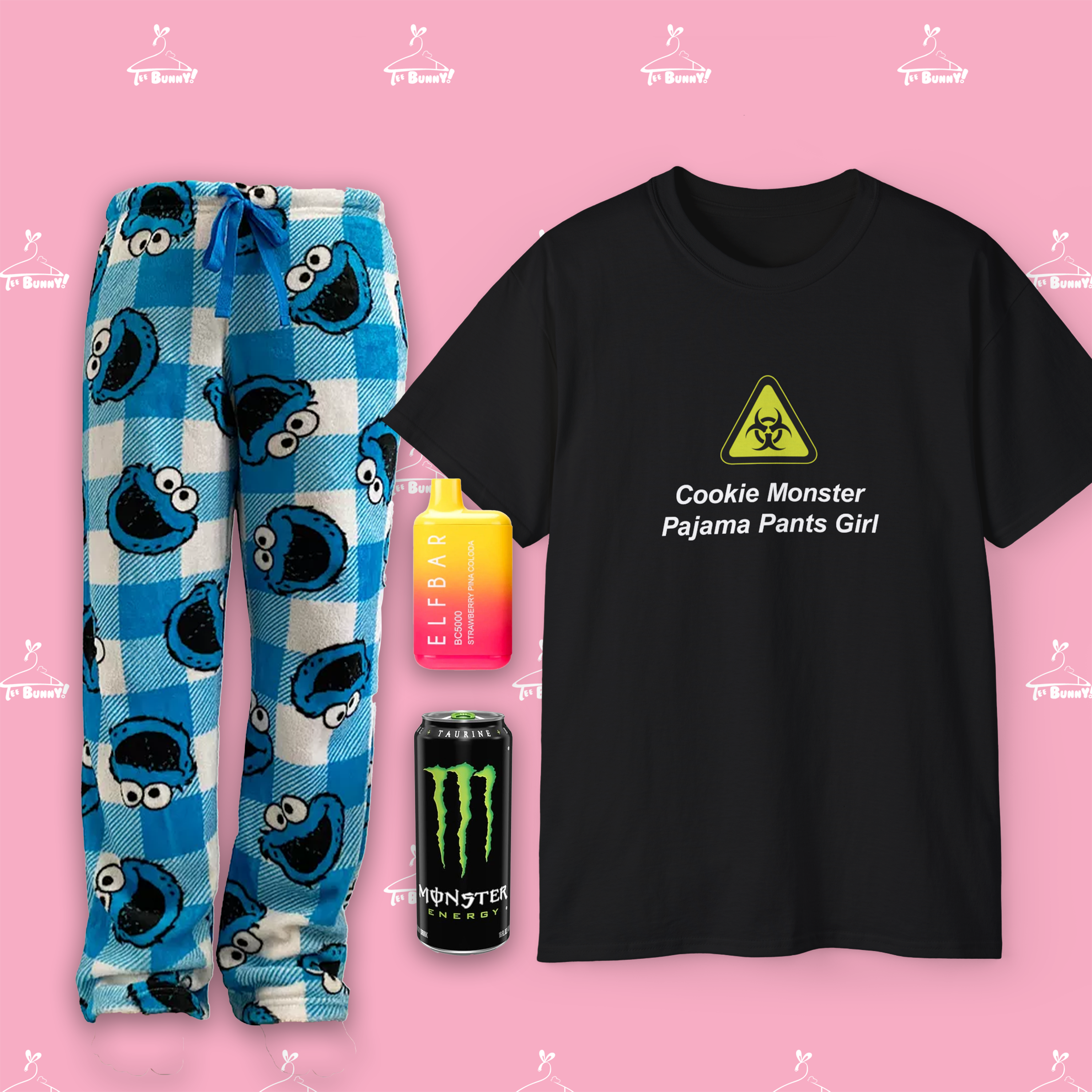 Cookie Monster Pajama Pants Girl - (Unisex Tee) product thumbnail image