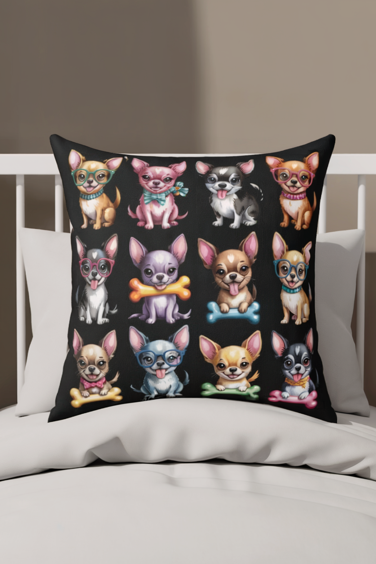 Chihuahua Dog Bunch (Bones) - Polyester Square Throw Pillow product thumbnail image Chihuahua Dog Bunch (Bones) - Polyester Square Throw Pillow product thumbnail image