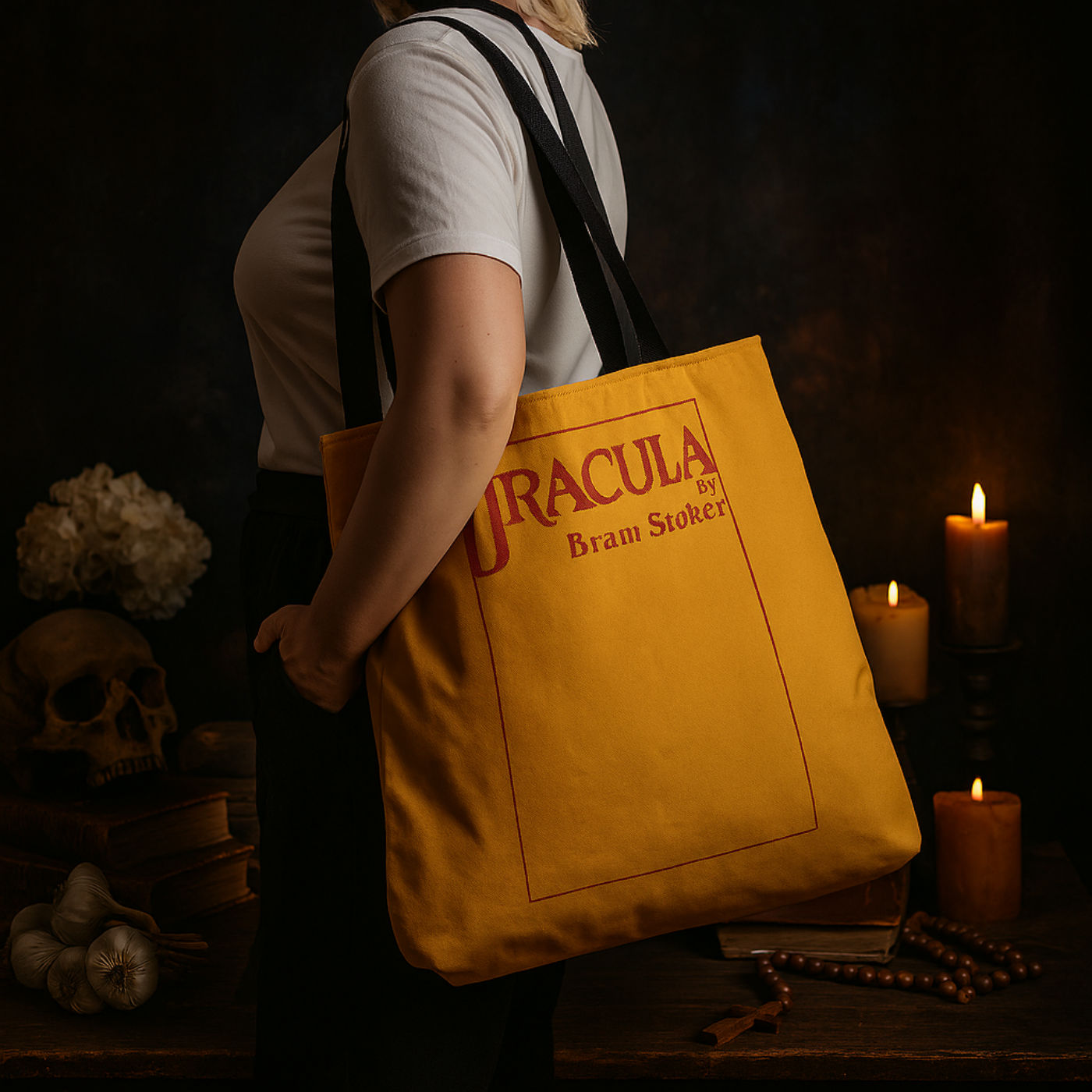 Dracula 1897 Tote Bag / First Edition Yellow Cover + Augmented Reality product thumbnail image Dracula 1897 Tote Bag / First Edition Yellow Cover + Augmented Reality product thumbnail image