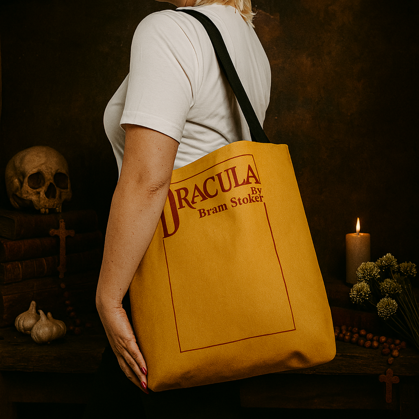 Dracula 1897 Tote Bag / First Edition Yellow Cover + Augmented Reality product thumbnail image Dracula 1897 Tote Bag / First Edition Yellow Cover + Augmented Reality product thumbnail image