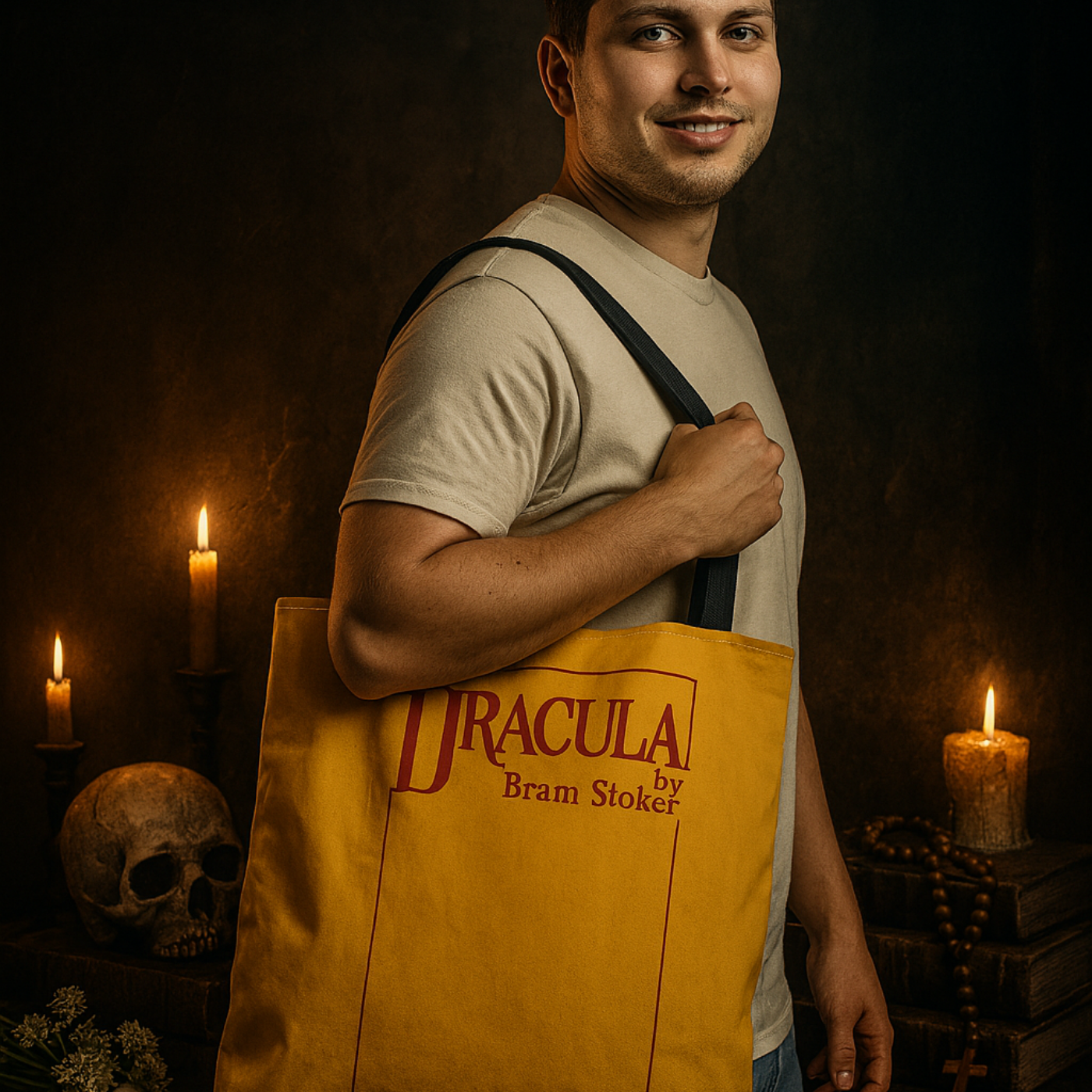 Dracula 1897 Tote Bag / First Edition Yellow Cover + Augmented Reality product thumbnail image Dracula 1897 Tote Bag / First Edition Yellow Cover + Augmented Reality product thumbnail image
