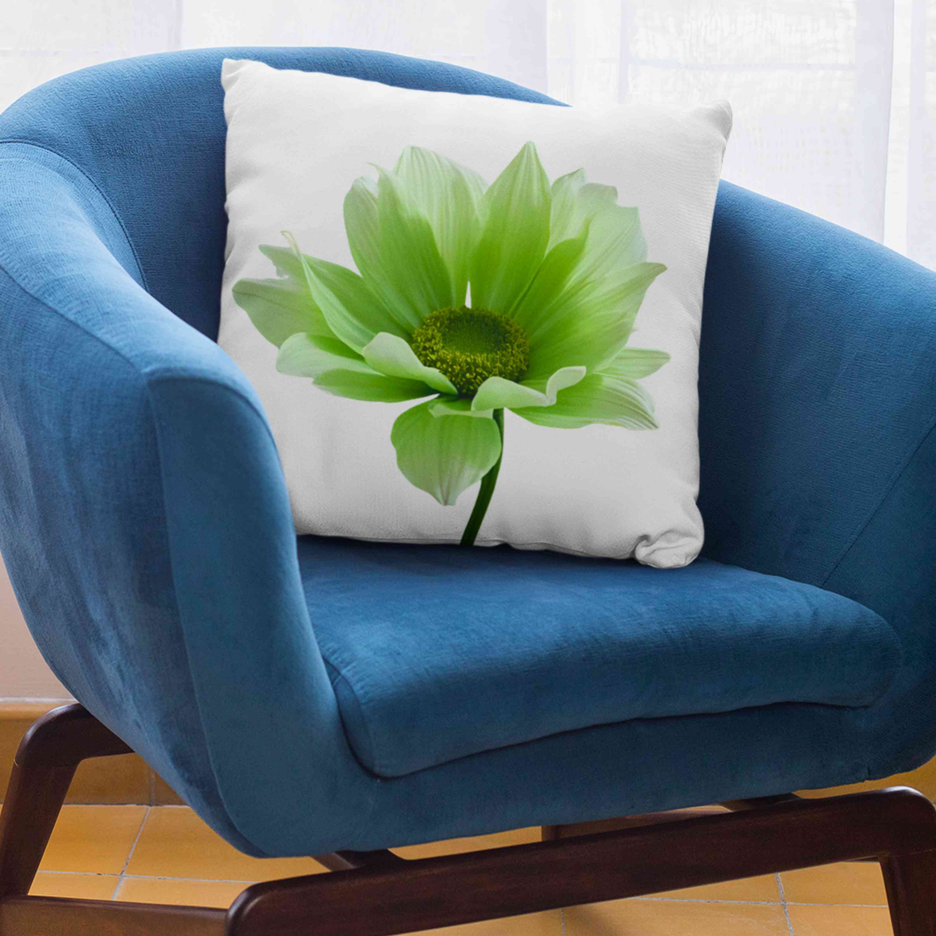 Light Green Floral Throw Pillow 2-sided - Real Flower Design, Home Decor, Gift Idea, Cushion, Minimalist Accent Pillow, Gift for Her, Grandma, Coworker, and Friend.  product thumbnail image