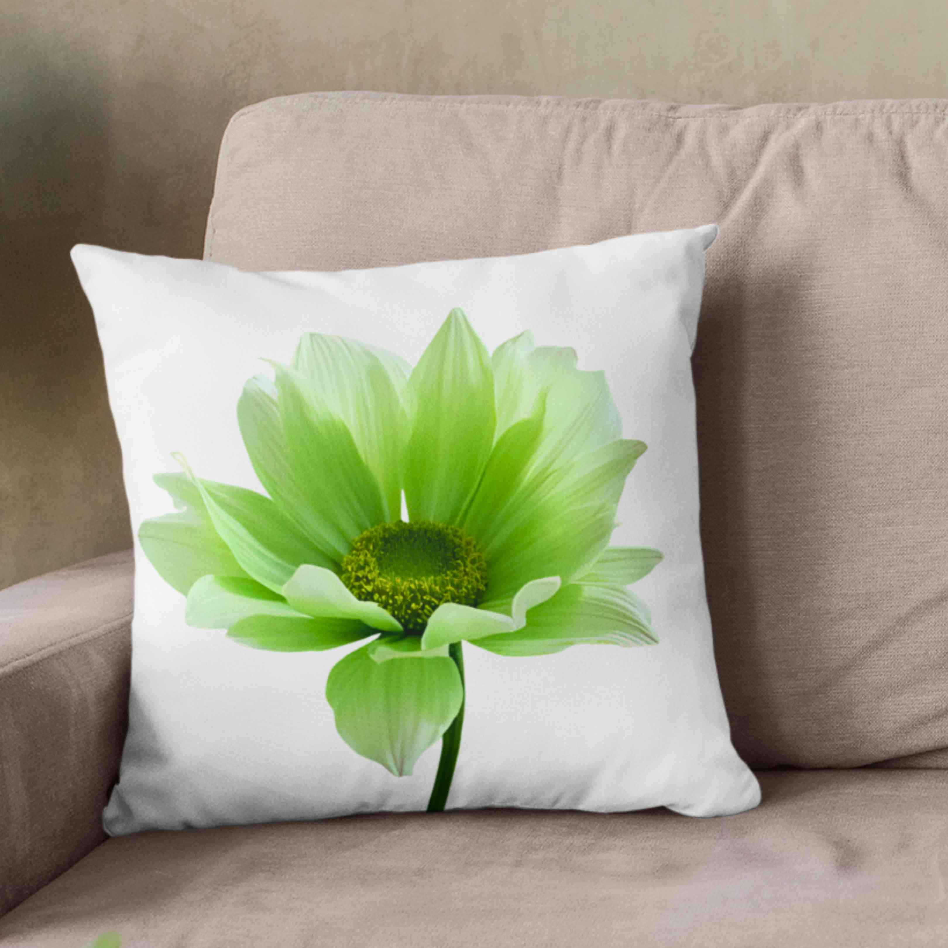 Light Green Floral Throw Pillow 2-sided - Real Flower Design, Home Decor, Gift Idea, Cushion, Minimalist Accent Pillow, Gift for Her, Grandma, Coworker, and Friend.  product thumbnail image
