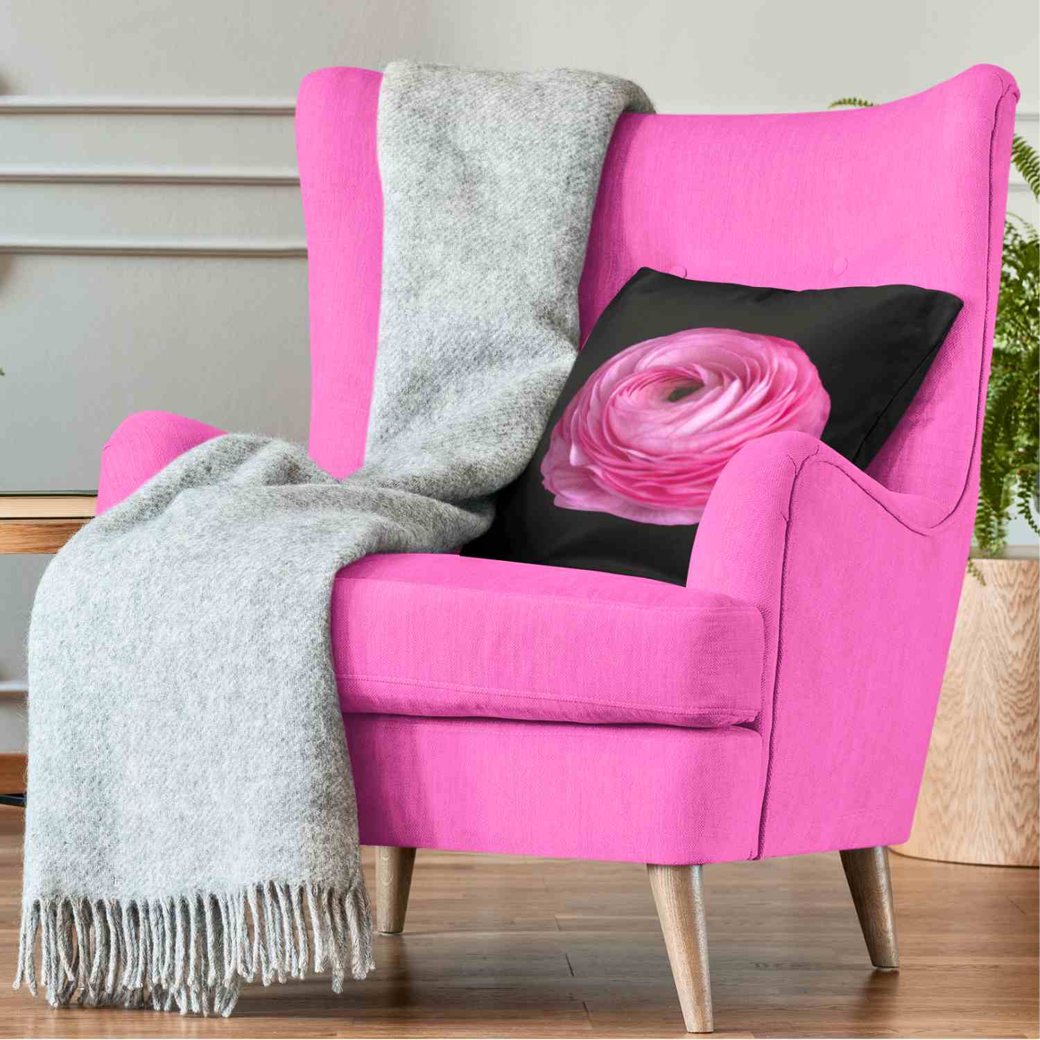 Elegant Amandine Ranunculus Square Pillow for Home Decor, Cozy Living Room Accessory, Gift for Mom, Spring Decor, Soft Cushion product thumbnail image