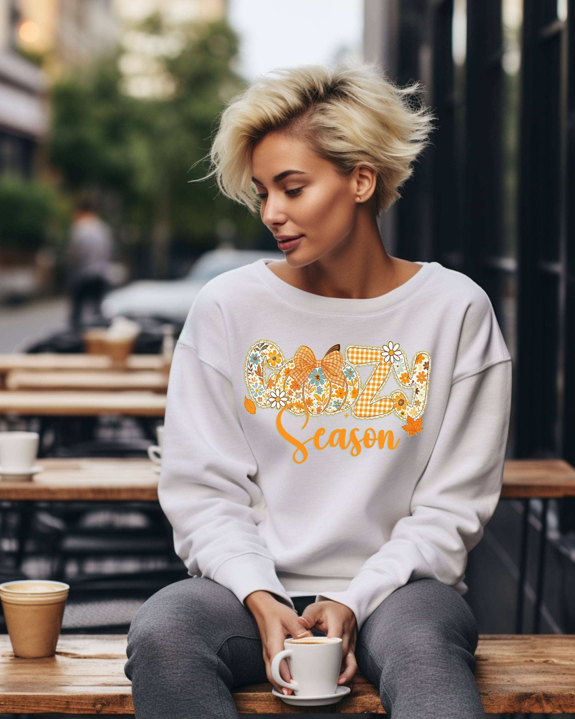 Cozy Season Sweatshirt Fall Pumpkin Gingham & Floral Crewneck, Autumn Thanksgiving Cozy Sweater, autumn crewneck Cute Fall Gift for Her product thumbnail image Cozy Season Sweatshirt Fall Pumpkin Gingham & Floral Crewneck, Autumn Thanksgiving Cozy Sweater, autumn crewneck Cute Fall Gift for Her product thumbnail image