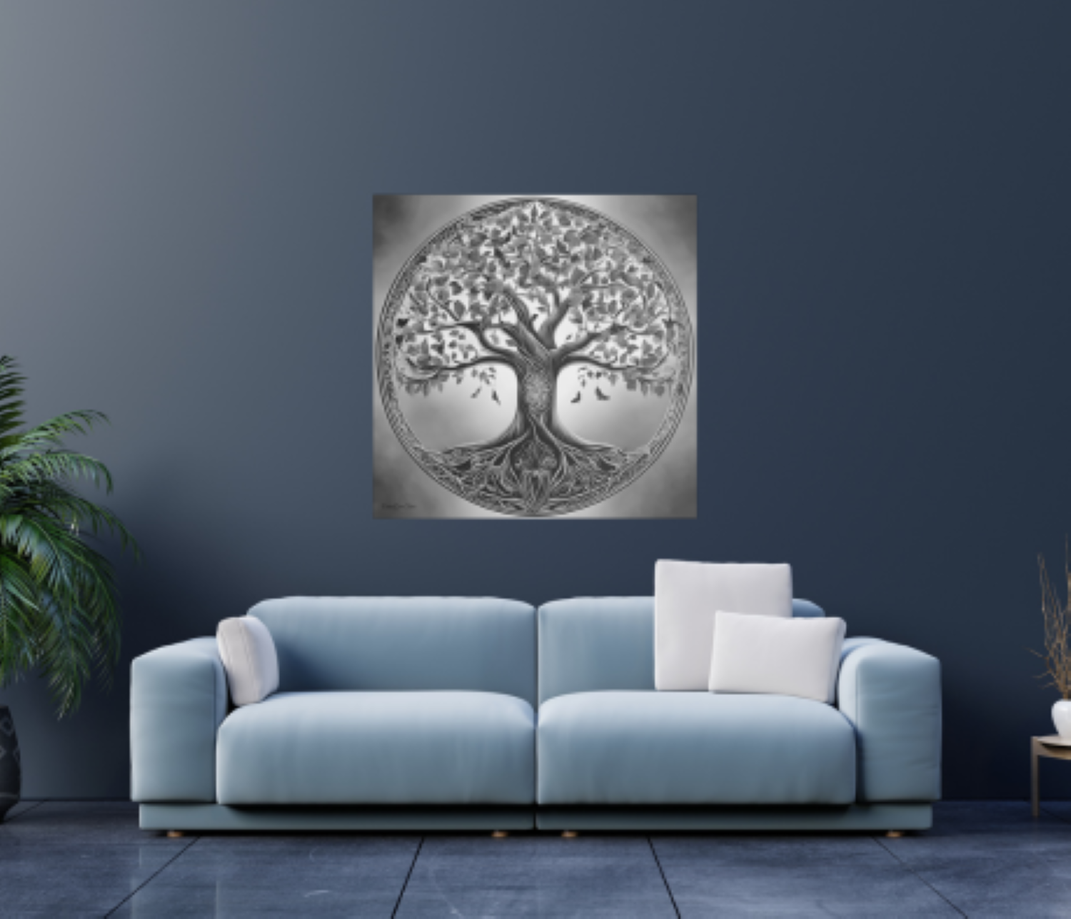 Tree of Life Stretched Tailored Canvasses Art, Modern Home Decor, Nature Wall Art, Gift for Nature Lovers, Black and White Canvas product thumbnail image