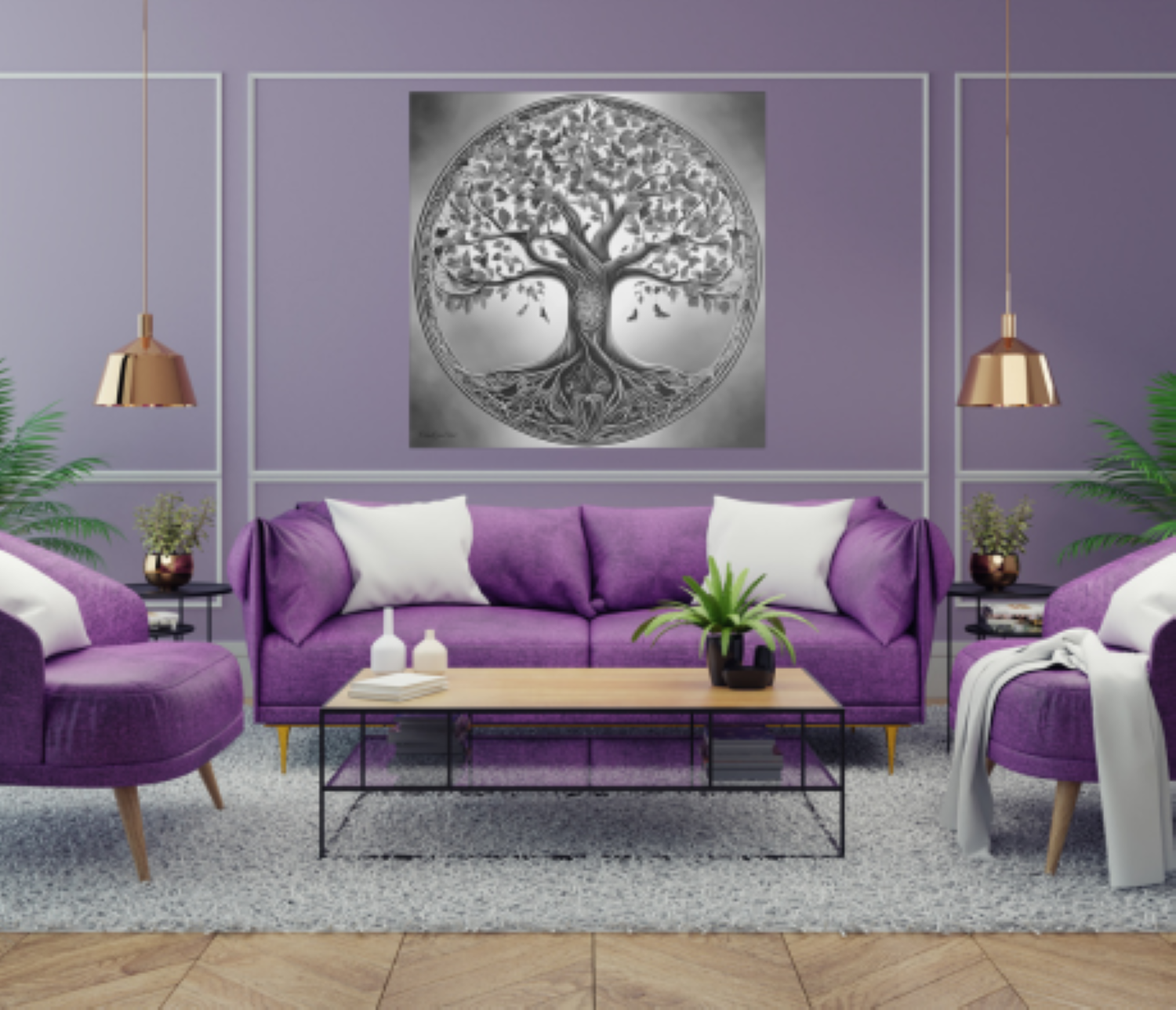 Tree of Life Stretched Tailored Canvasses Art, Modern Home Decor, Nature Wall Art, Gift for Nature Lovers, Black and White Canvas product thumbnail image