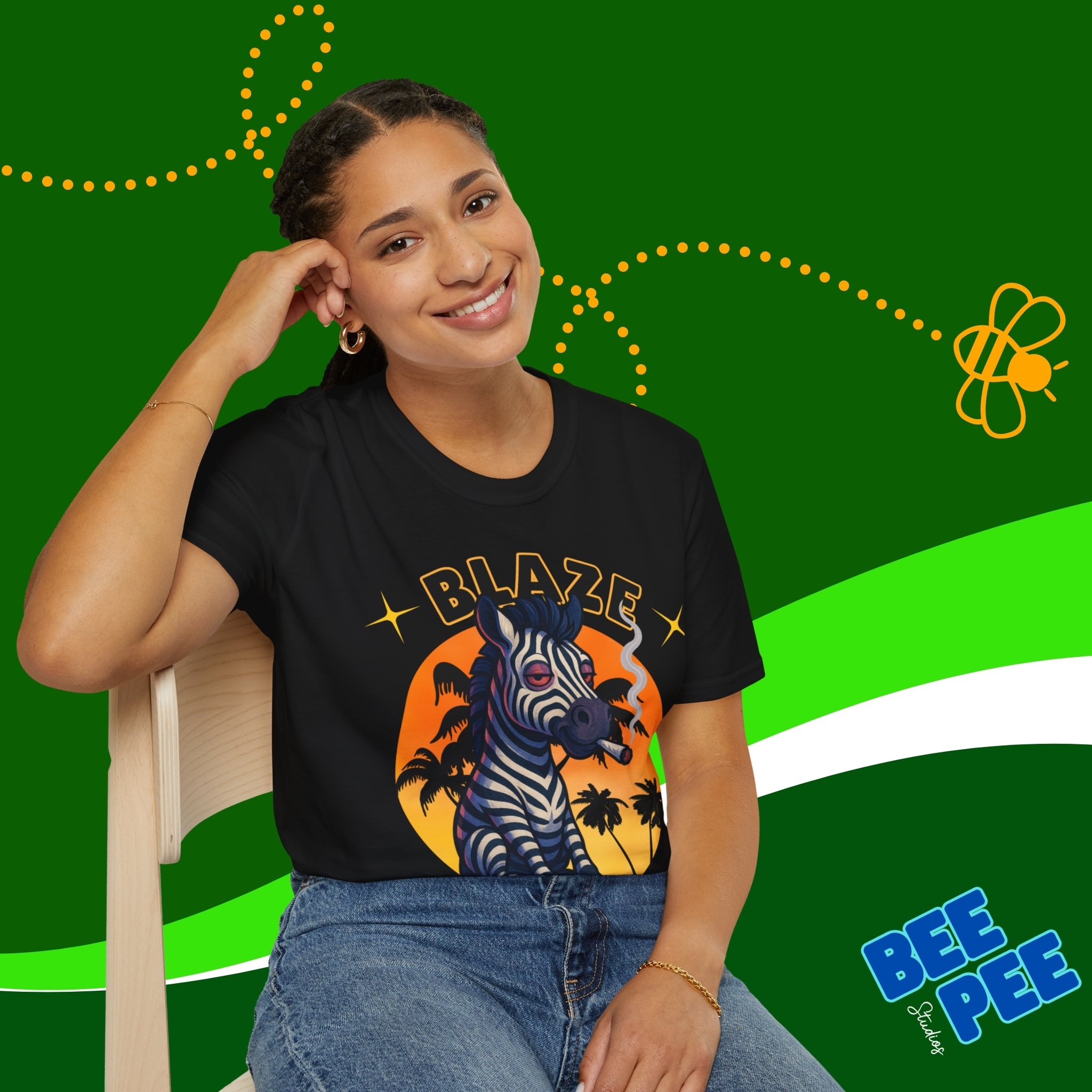 Funny Blazebra Unisex T-Shirt with Stoned Zebra Design product thumbnail image