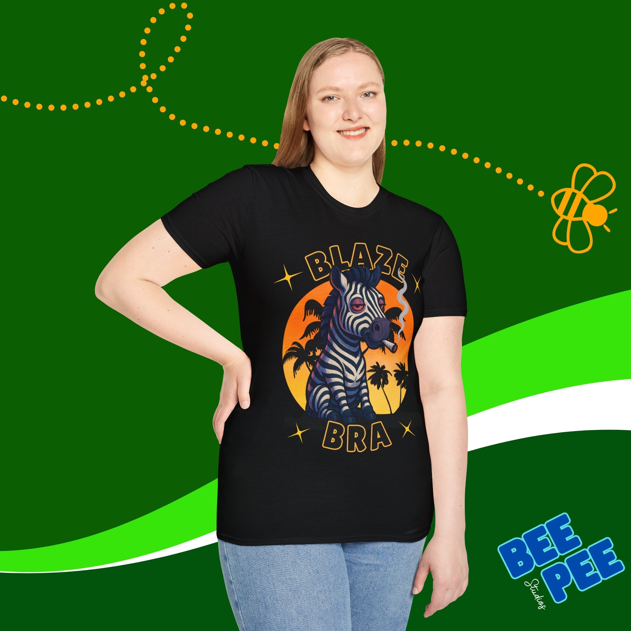 Funny Blazebra Unisex T-Shirt with Stoned Zebra Design product thumbnail image