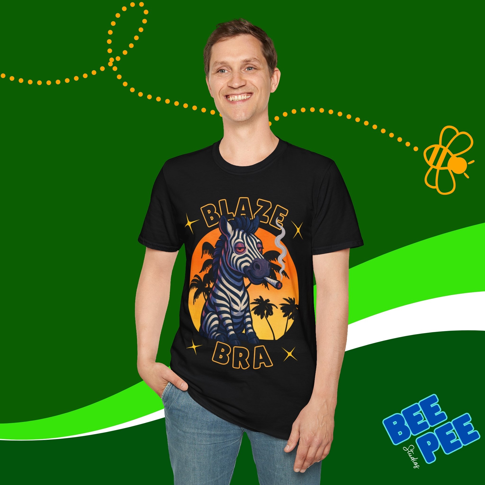 Funny Blazebra Unisex T-Shirt with Stoned Zebra Design product thumbnail image