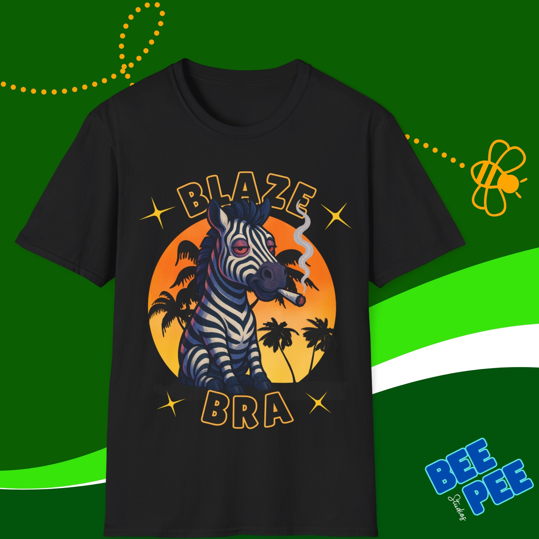 Funny Blazebra Unisex T-Shirt with Stoned Zebra Design