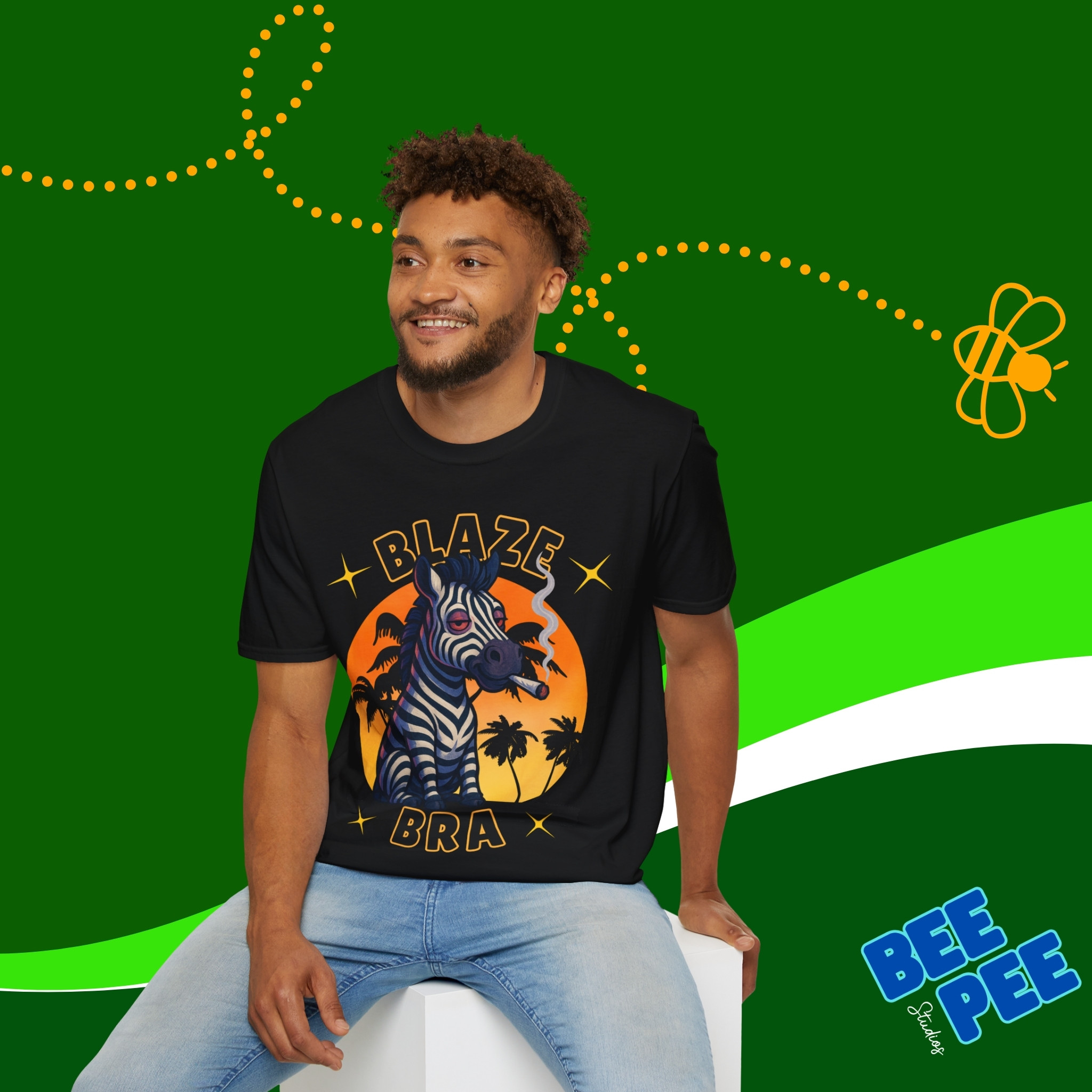 Funny Blazebra Unisex T-Shirt with Stoned Zebra Design product thumbnail image