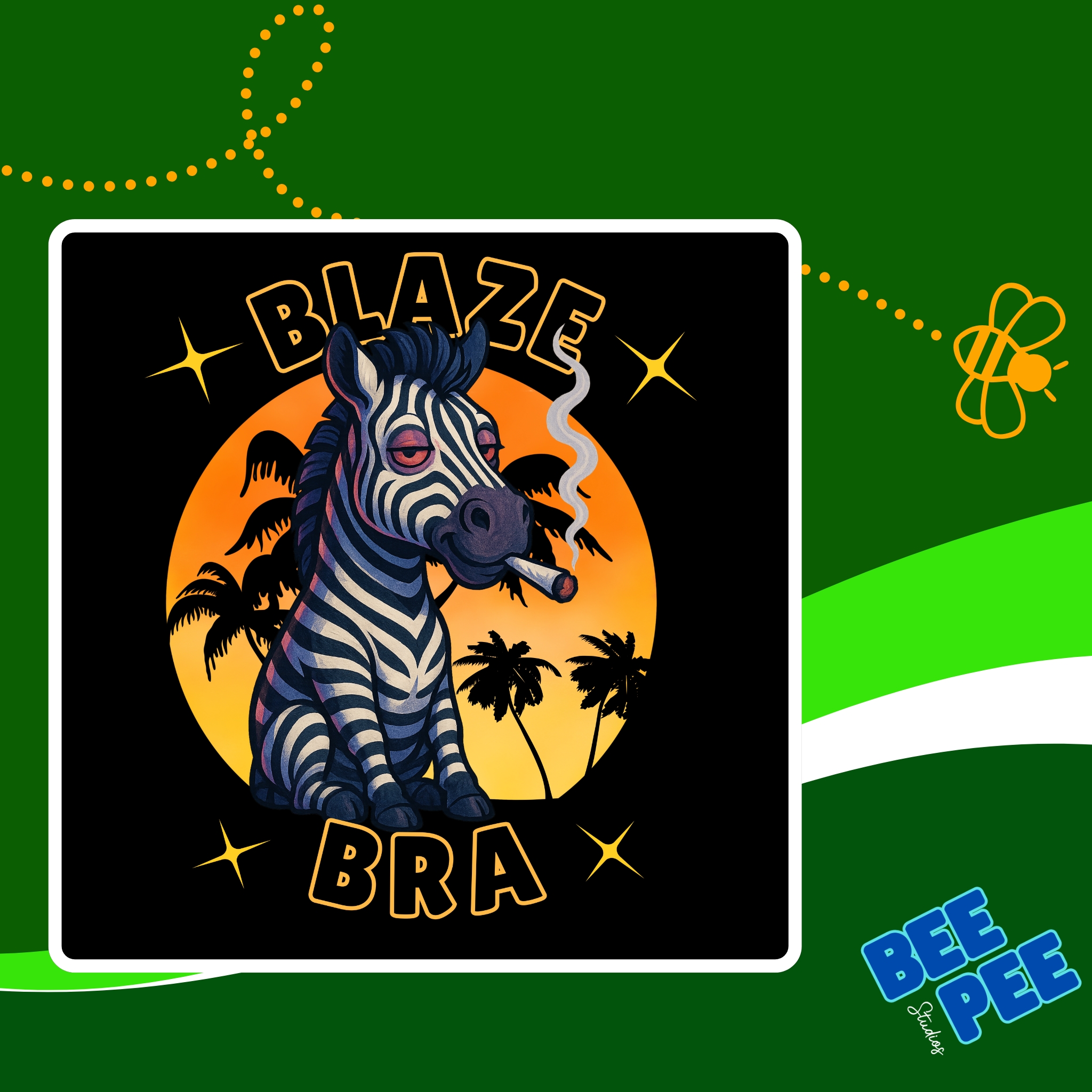 Funny Blazebra Unisex T-Shirt with Stoned Zebra Design product thumbnail image