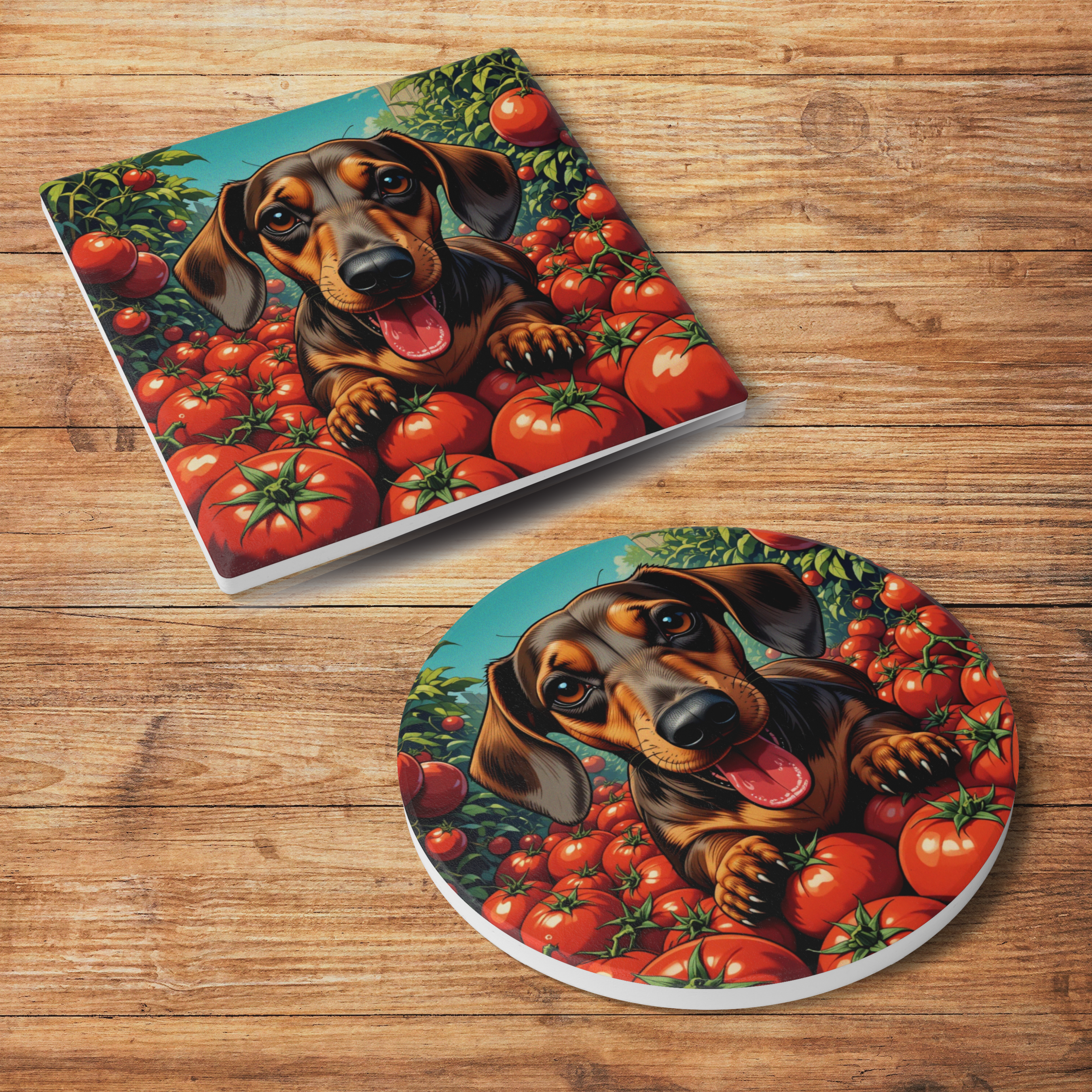 Dachshund Tomato Coasters Cute Dog Drink Coasters for Pet Lovers Kitchen Decor Gift for Dog Owners  Home Accessories