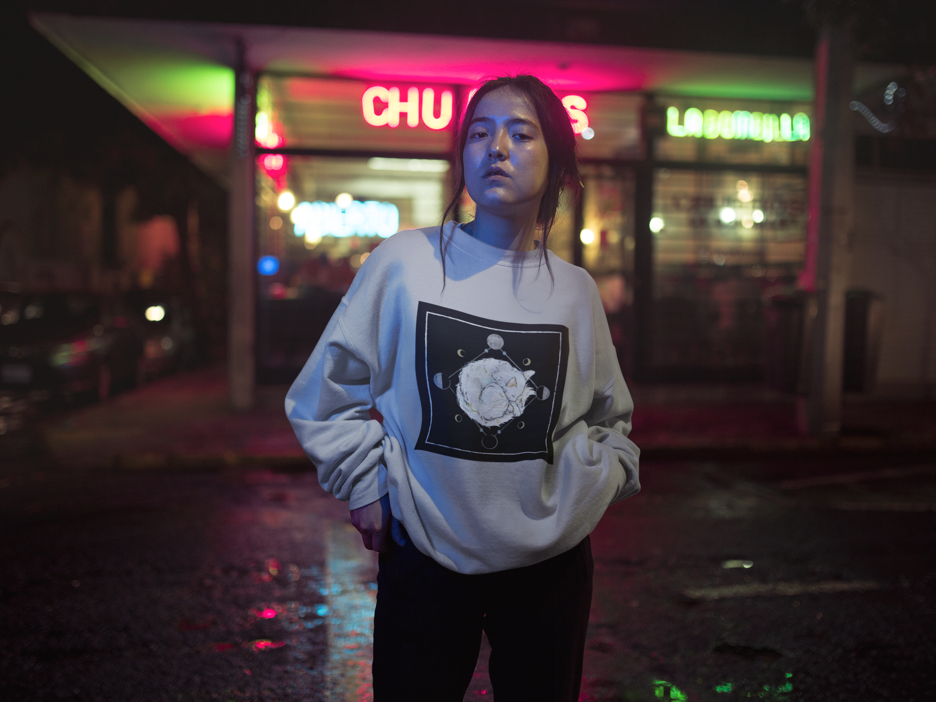 Celestial Cat UNISEX Crewneck Sweatshirt product thumbnail image