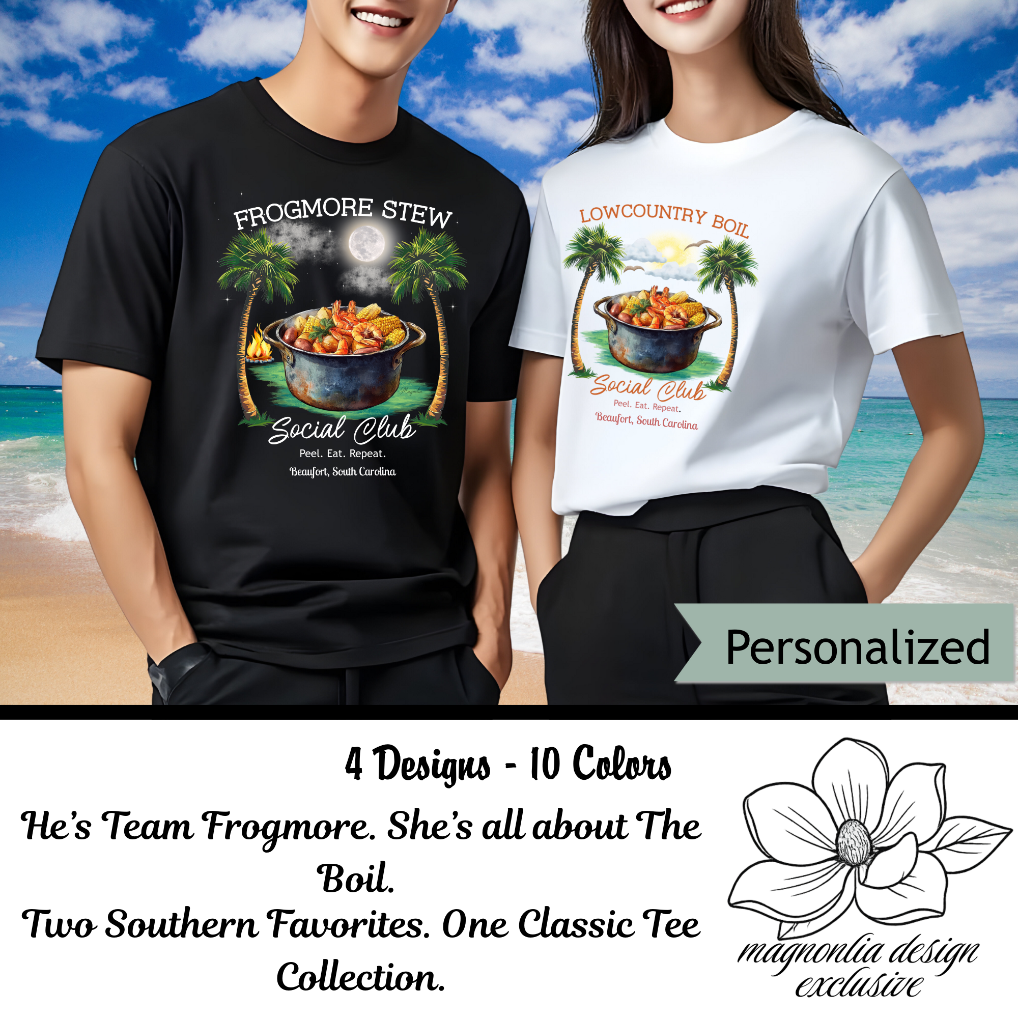 Frogmore Stew Social Club Tee - Day Edition, Unisex Cotton Shirt, Casual Summer Wear, Beach Party Gift, Fun Foodie Apparel, Free Personalization product thumbnail image