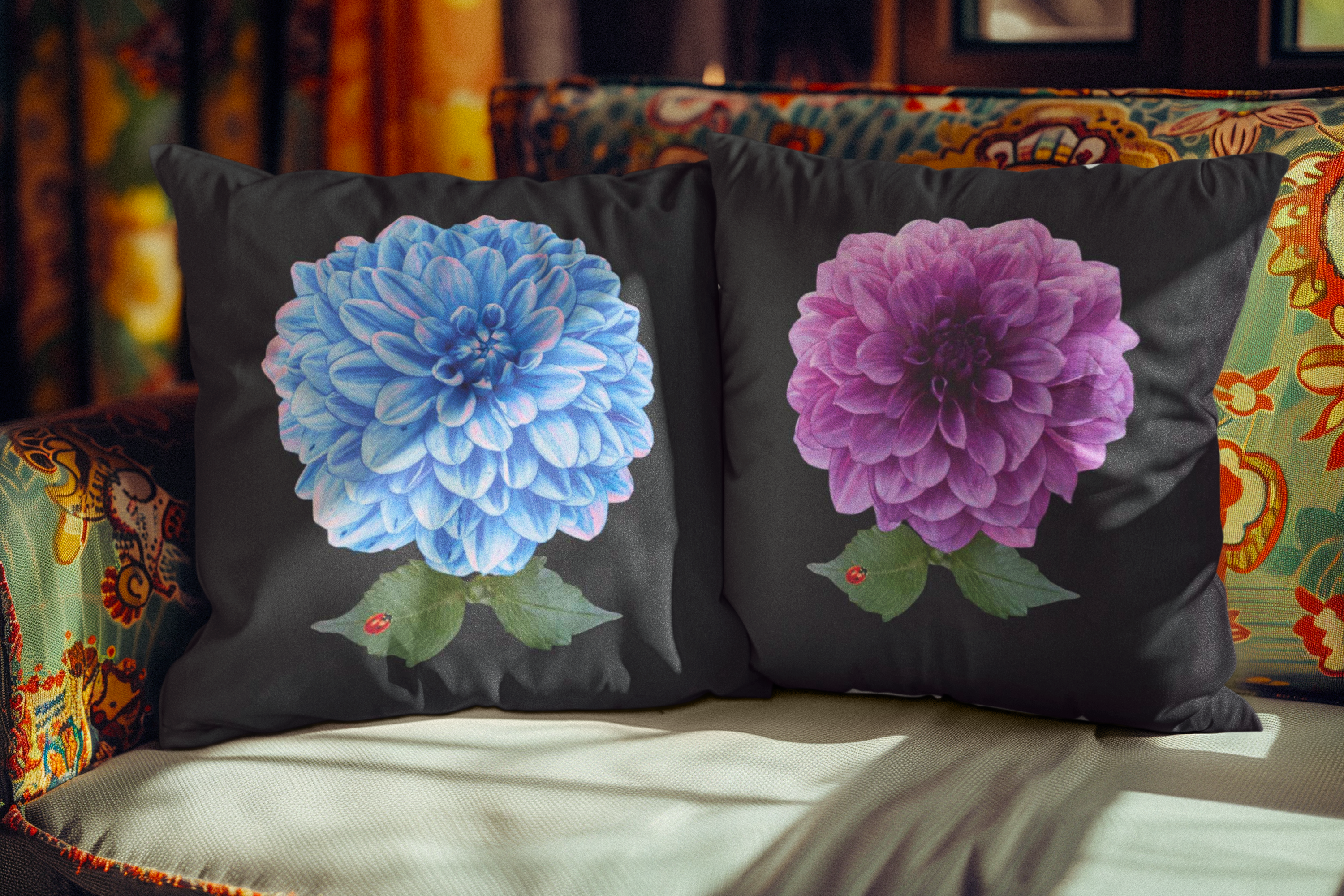 Elegant Floral Dahlia Pillowcase, Home Decor, Cushions, Gifts for Her, Modern Accent, Decorative Cushion Covers product thumbnail image