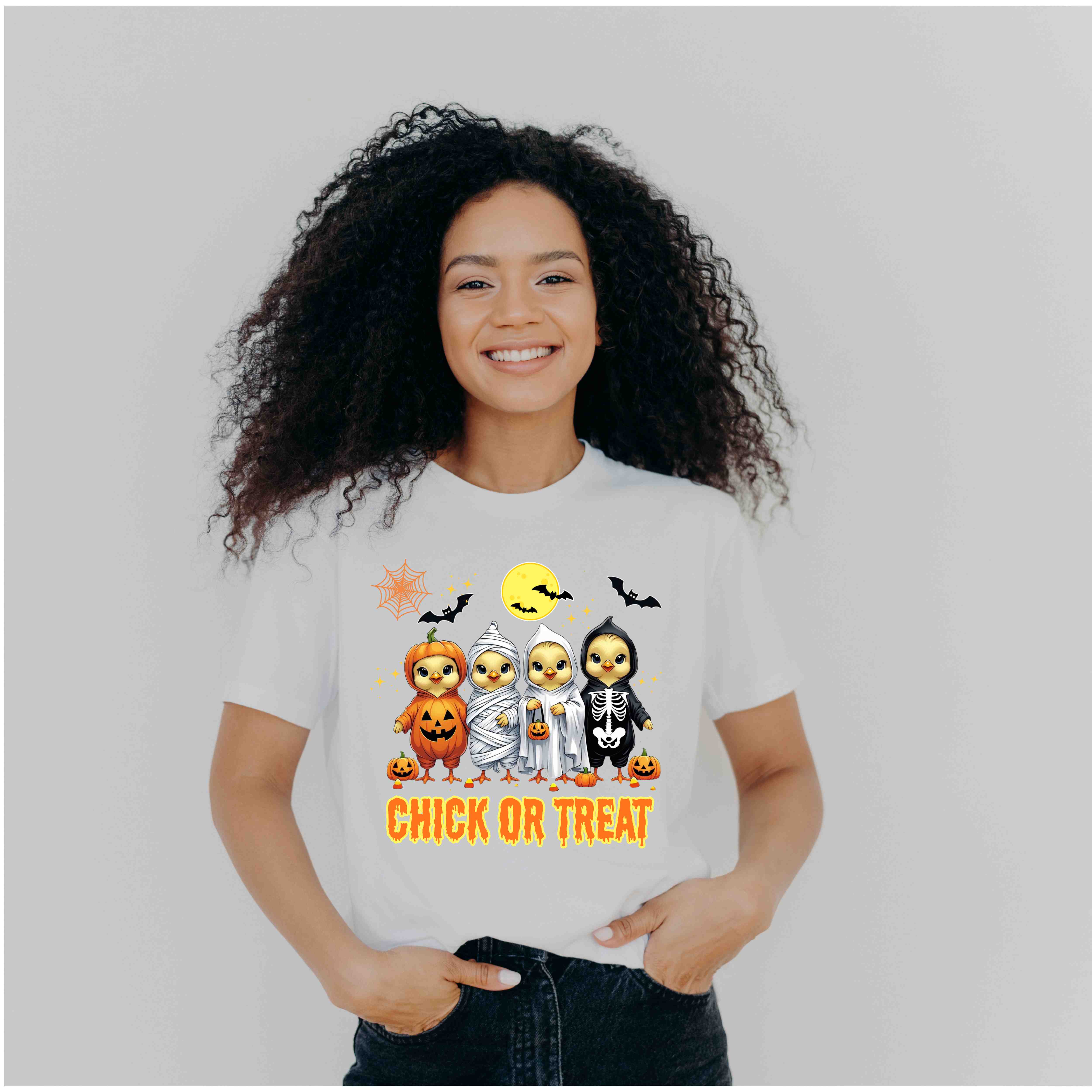 Halloween Chick or Treat T-Shirt, Unisex Softstyle Tee, Spooky Season Shirt, Gift for Halloween Lovers, Fall Festivities Apparel product thumbnail image Halloween Chick or Treat T-Shirt, Unisex Softstyle Tee, Spooky Season Shirt, Gift for Halloween Lovers, Fall Festivities Apparel product thumbnail image