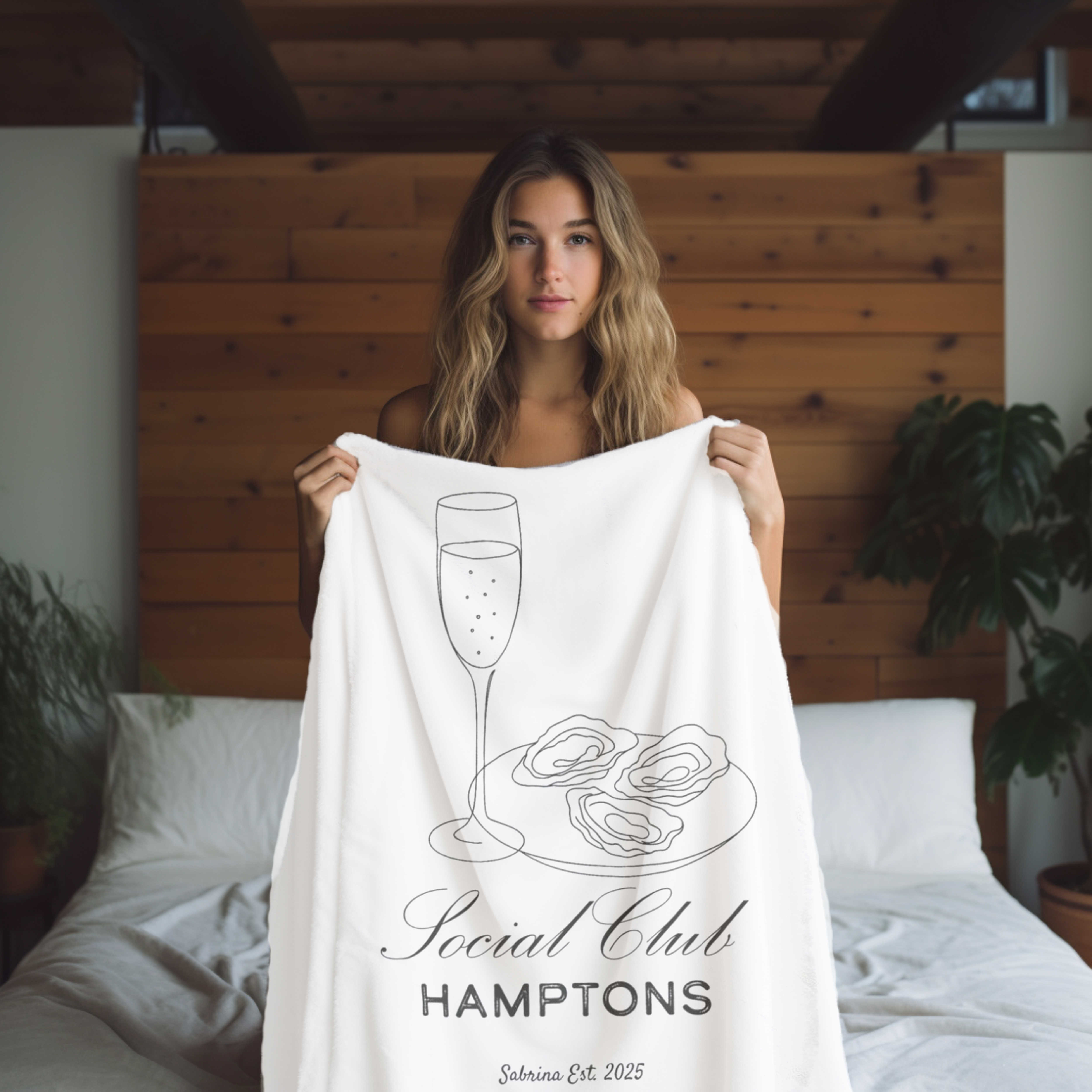 Personalized Hamptons Blanket Oyster Champagne Throw Coastal Decor Custom Name Velveteen Plush Gift Beach House Social Club Est 2025 product thumbnail image Personalized Hamptons Blanket Oyster Champagne Throw Coastal Decor Custom Name Velveteen Plush Gift Beach House Social Club Est 2025 product thumbnail image