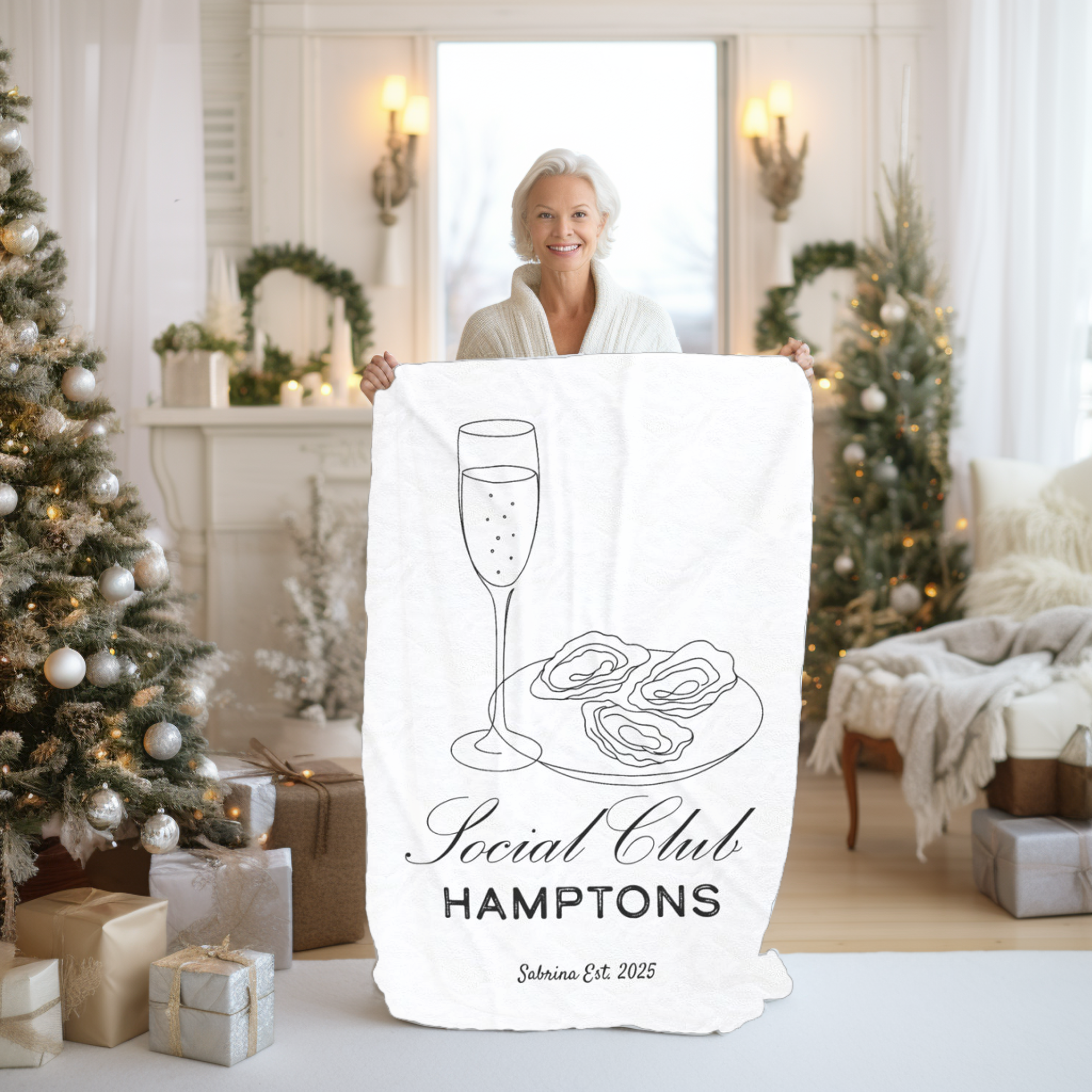 Personalized Hamptons Blanket Oyster Champagne Throw Coastal Decor Custom Name Velveteen Plush Gift Beach House Social Club Est 2025 product thumbnail image Personalized Hamptons Blanket Oyster Champagne Throw Coastal Decor Custom Name Velveteen Plush Gift Beach House Social Club Est 2025 product thumbnail image