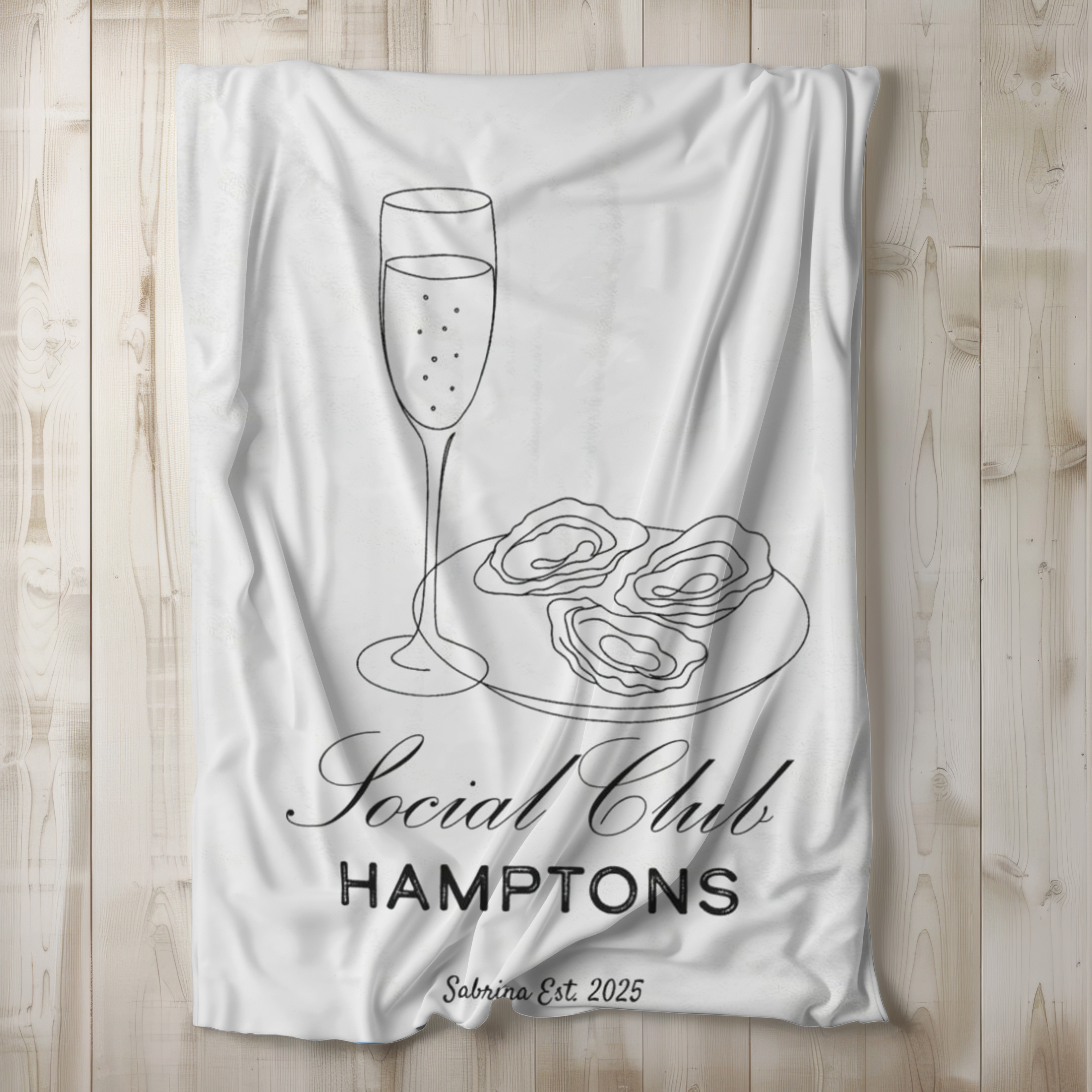 Personalized Hamptons Blanket Oyster Champagne Throw Coastal Decor Custom Name Velveteen Plush Gift Beach House Social Club Est 2025 product thumbnail image Personalized Hamptons Blanket Oyster Champagne Throw Coastal Decor Custom Name Velveteen Plush Gift Beach House Social Club Est 2025 product thumbnail image