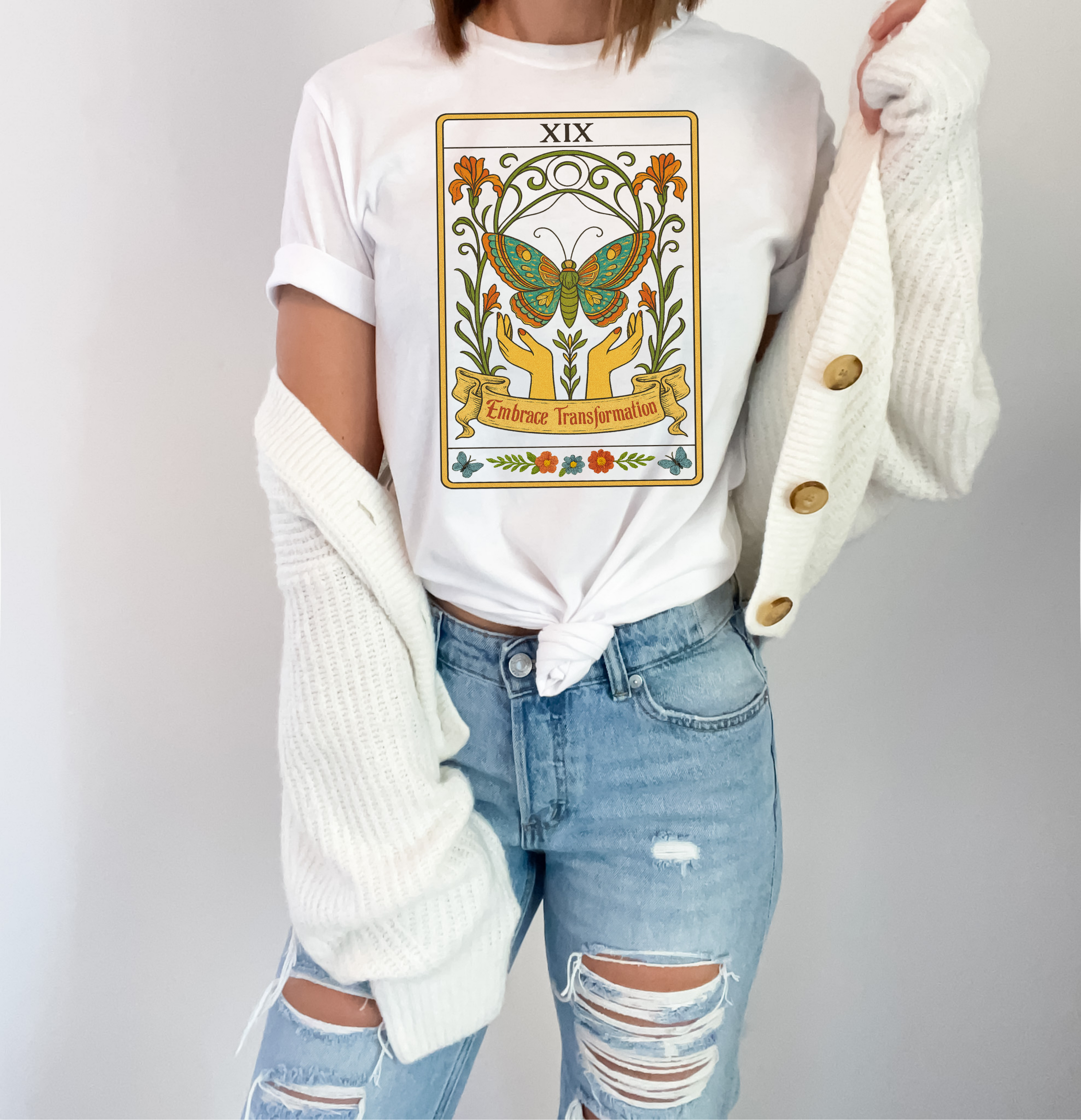 Vintage Butterfly Tarot Tee Embrace Transformation Tarot Shirt Celestial Witchy T-Shirt Spiritual Healing Bohemian Style Tee Unique Gift product thumbnail image Vintage Butterfly Tarot Tee Embrace Transformation Tarot Shirt Celestial Witchy T-Shirt Spiritual Healing Bohemian Style Tee Unique Gift product thumbnail image